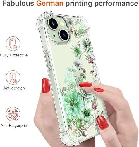 Miniatura 4 de Funda para iPhone 15 con diseño floral, bonita y transparente, para mujeres y niñas, compatible con iPhone 15, diseño de dalias maravillosas, color