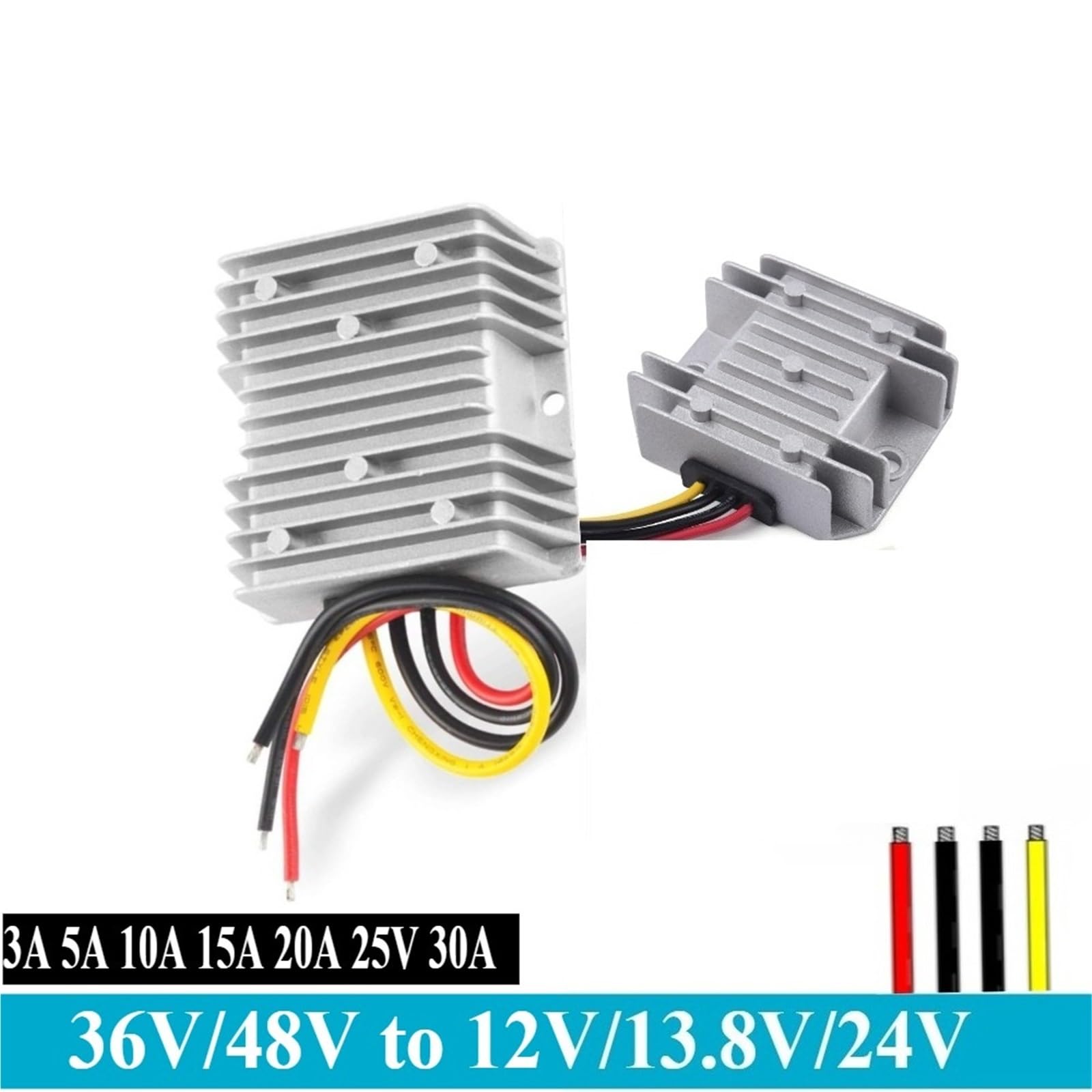DC 36V/48V to 12V/13.8V/24V 3A 5A 10A 15A 20A 25V 30A Regulator Step Down Power Converter Supply Module for Cars Solar(3A,36V-48V_13.8V)