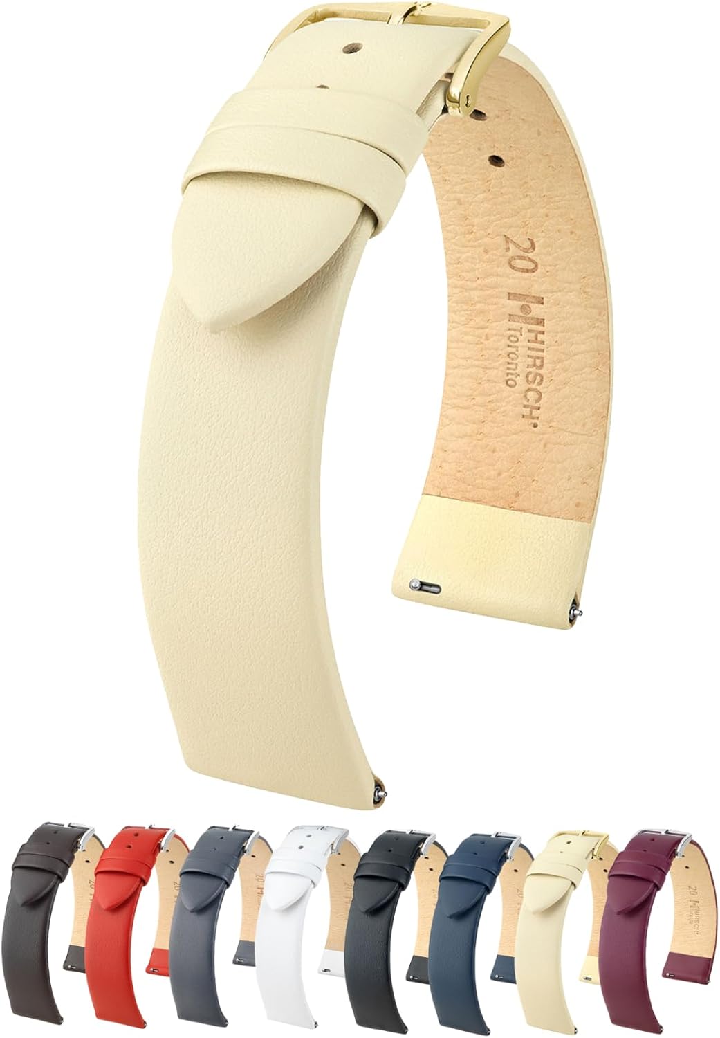 HIRSCH Genuine Leather Watch Strap w/Quick Release & Stainless Steel Buckle - Soft, Flexible, & Comfortable - Multiple Colors & Sizes - Toronto