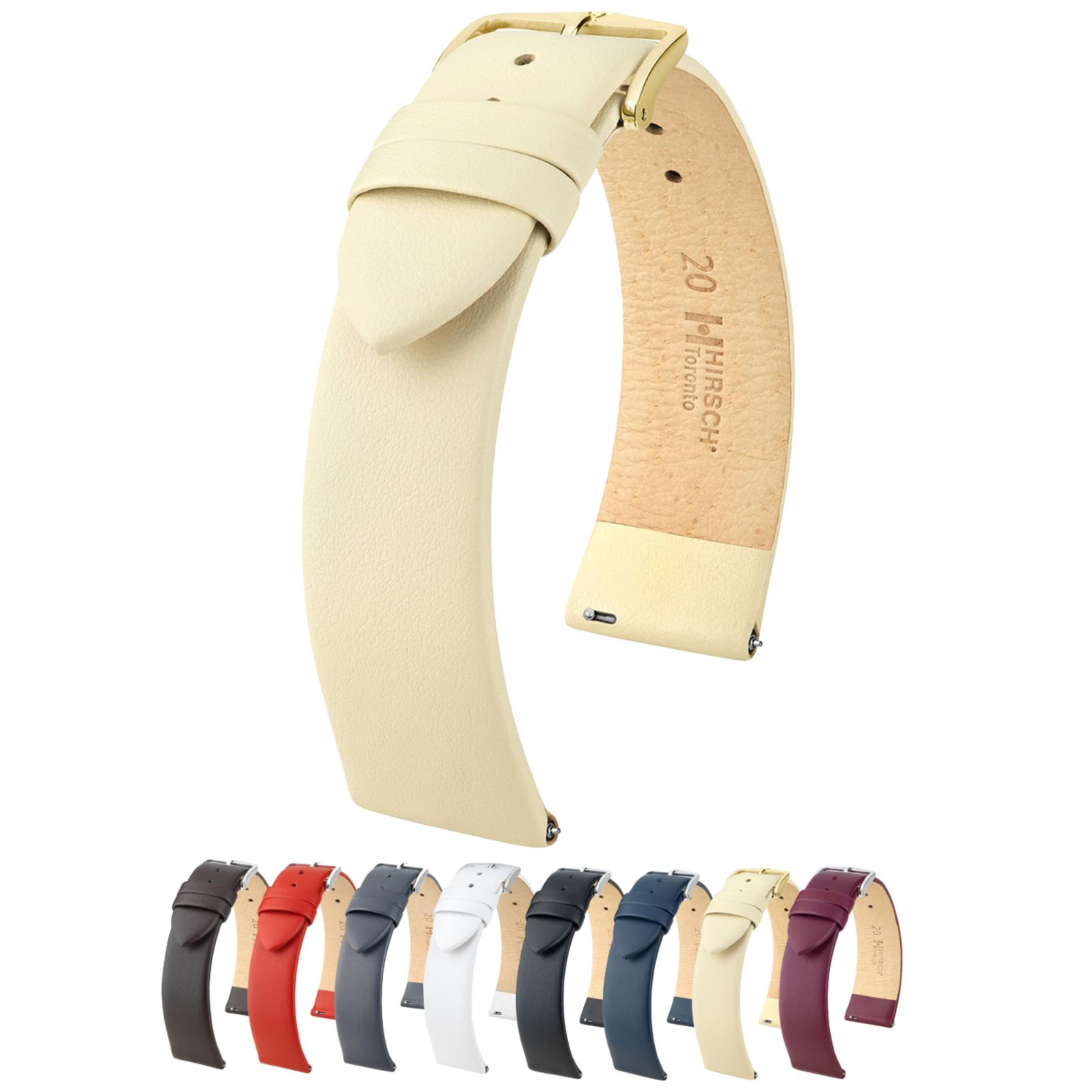 HIRSCH Genuine Leather Watch Strap w/Quick Release & Stainless Steel Buckle - Soft, Flexible, & Comfortable - Multiple Colors & Sizes - Toronto