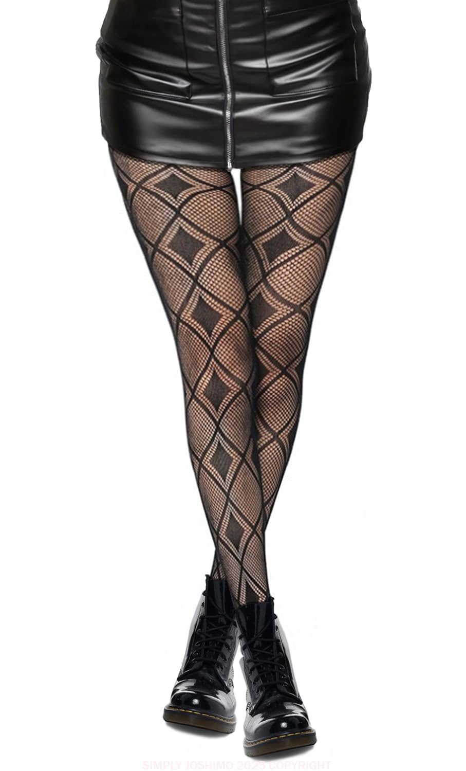 Simply Joshimo Womens Patterned Black Lace Fishnet Net Tights/Fashion Pantyhose With Pattern Prints (Bold Diamond)