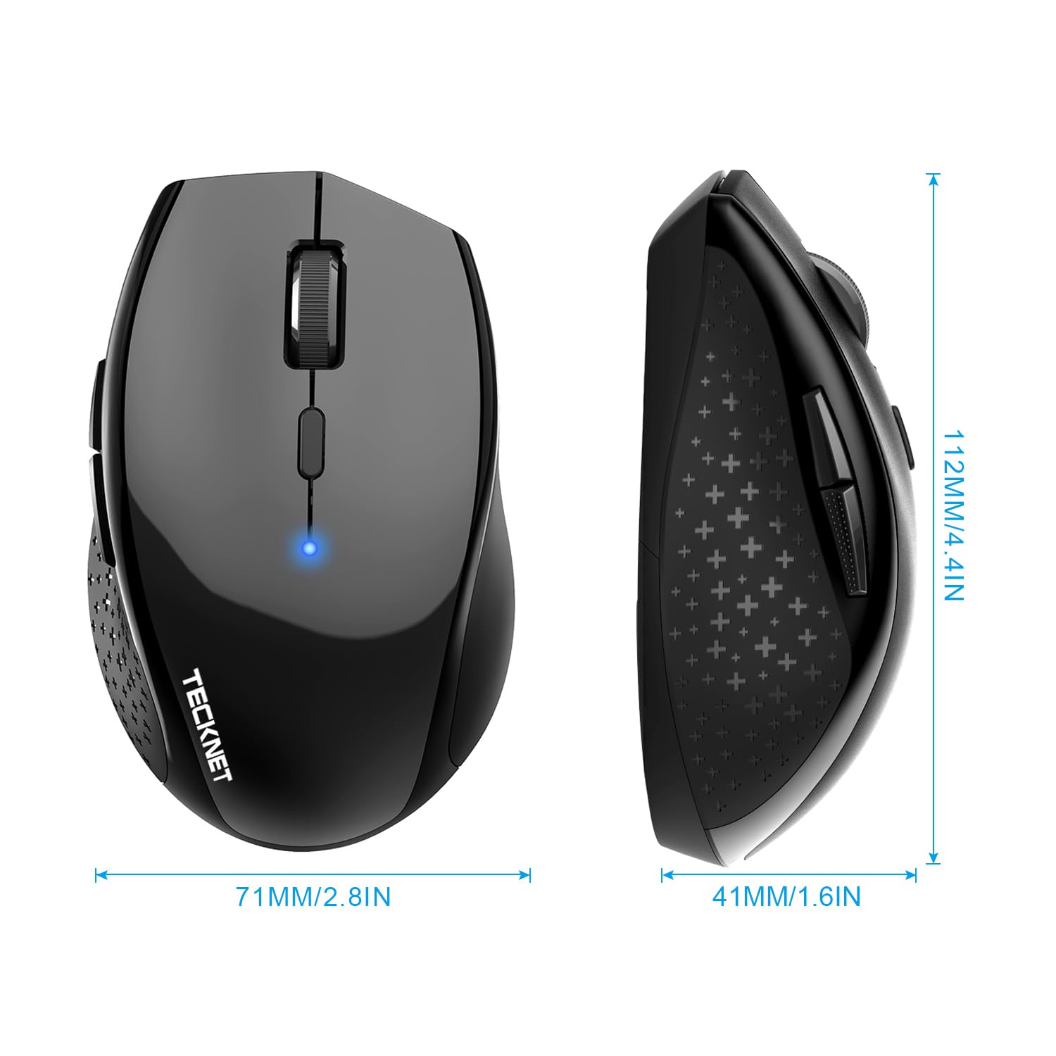 TECKNET Bluetooth Mouse, 4800 DPI Wireless Mouse, 2-Year Battery 6 Adjustable DPI, 6 Buttons Compatible with Laptop/Windows/Computer - Black - Image 4