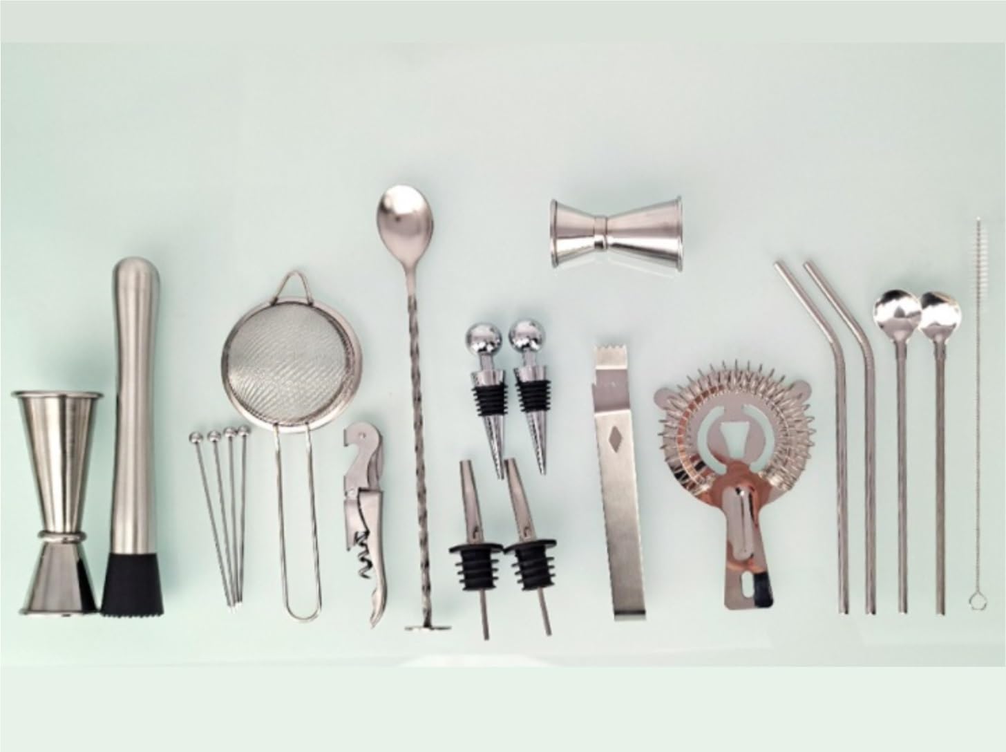 Kit Barman 23pcs Barware Set en Acier Inoxydable Cocktail Shaker Barman Kit avec Support De Rack Acrylique Shaker Cocktail Set(750ml)