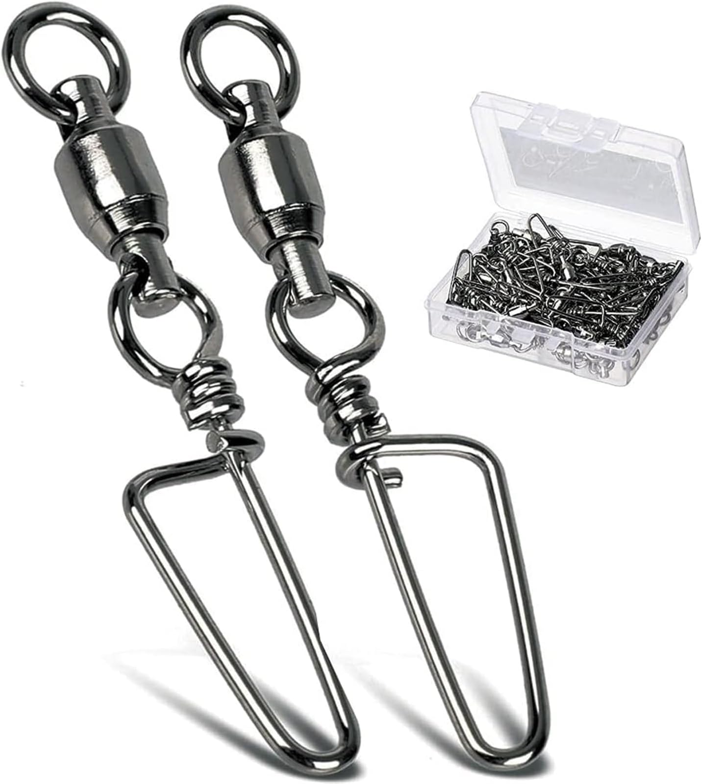 JAFFIUST 110PCS Fishing Swivels ,Saltwater Connector Fishing Snap Swivel High Strength Snaps Swivel Freshwater Ball Bearing Fishing Swivels Stainless Steel (Color : 6, Size : 110pcs)