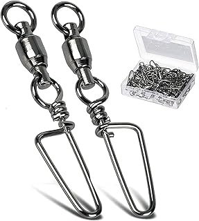 JAFFIUST 110PCS Fishing Swivels ，Saltwater Connector Fishing Snap Swivel High Strength Snaps Swivel Freshwater Ball Bearing Fishing Swivels Stainless Steel (Color : 6