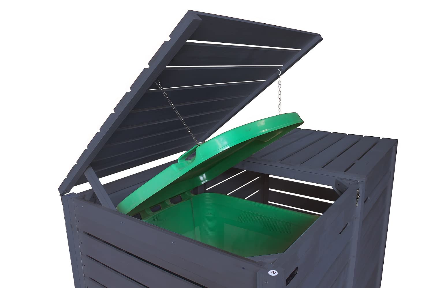 Afvalcontainerbox, afvalcontainerbekleding, hout, 240 liter, naturel, inclusief achterwand, voorgemonteerde vuilniscontainer, afvalcontainerkast, Adria (3 containers