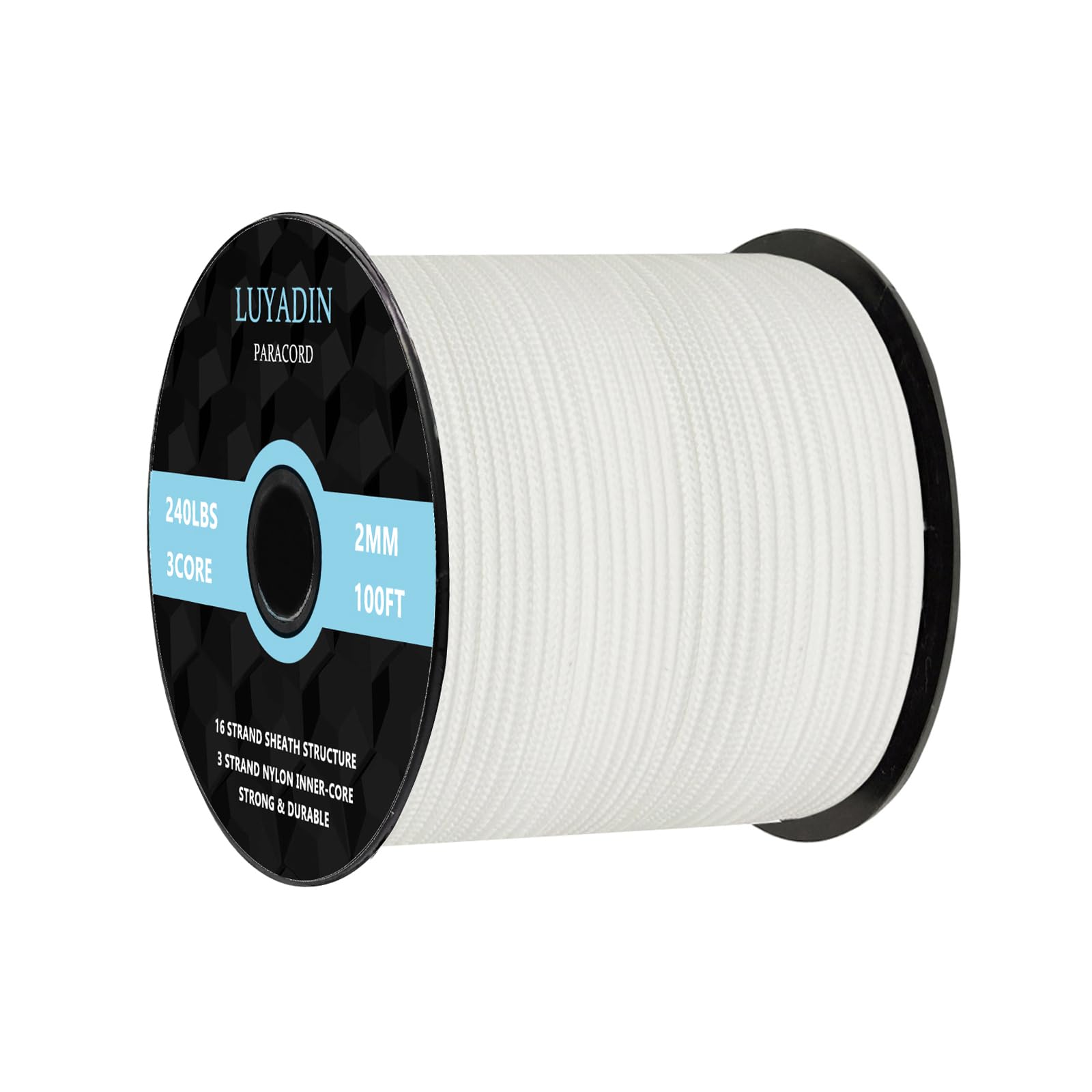 LUYADIN Paracord 240lb - Diameter 2mm Micro Utility Cord -3 Strand Parachute Spool Cord - 100ft 200ft,Paracord for Camping,Hiking,Fishing,Outdoor and DIY — image 1