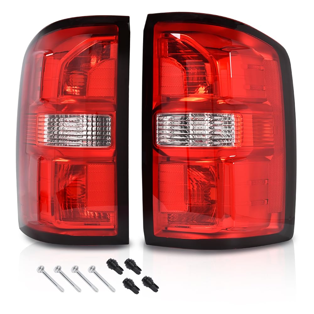Pair Tail Lights With 8 Bulbs For GMC Sierra 1500, 2500, 3500HD (2007-2014) - Black Housing, DOT/SAE