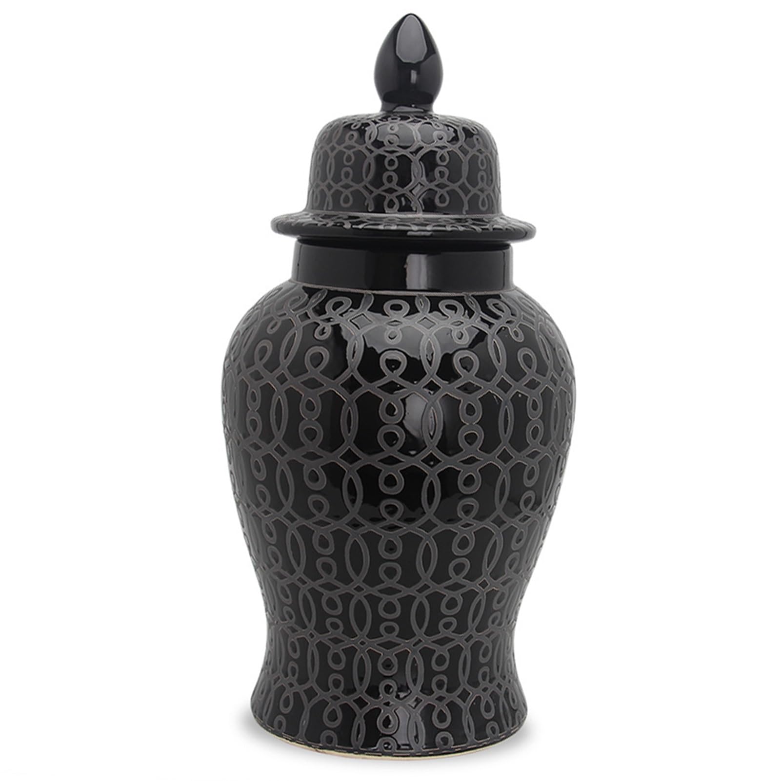 Ginger Jar Vase, Ceramic Jar, Porcelain Ornaments, Tea Storage Containers, elegant Ornaments, Traditional Home Decor - Flower Vases For Bouquet Vintage Jars 32.7" Centerpieces(black,13.4"Lx"13.4"W x 2