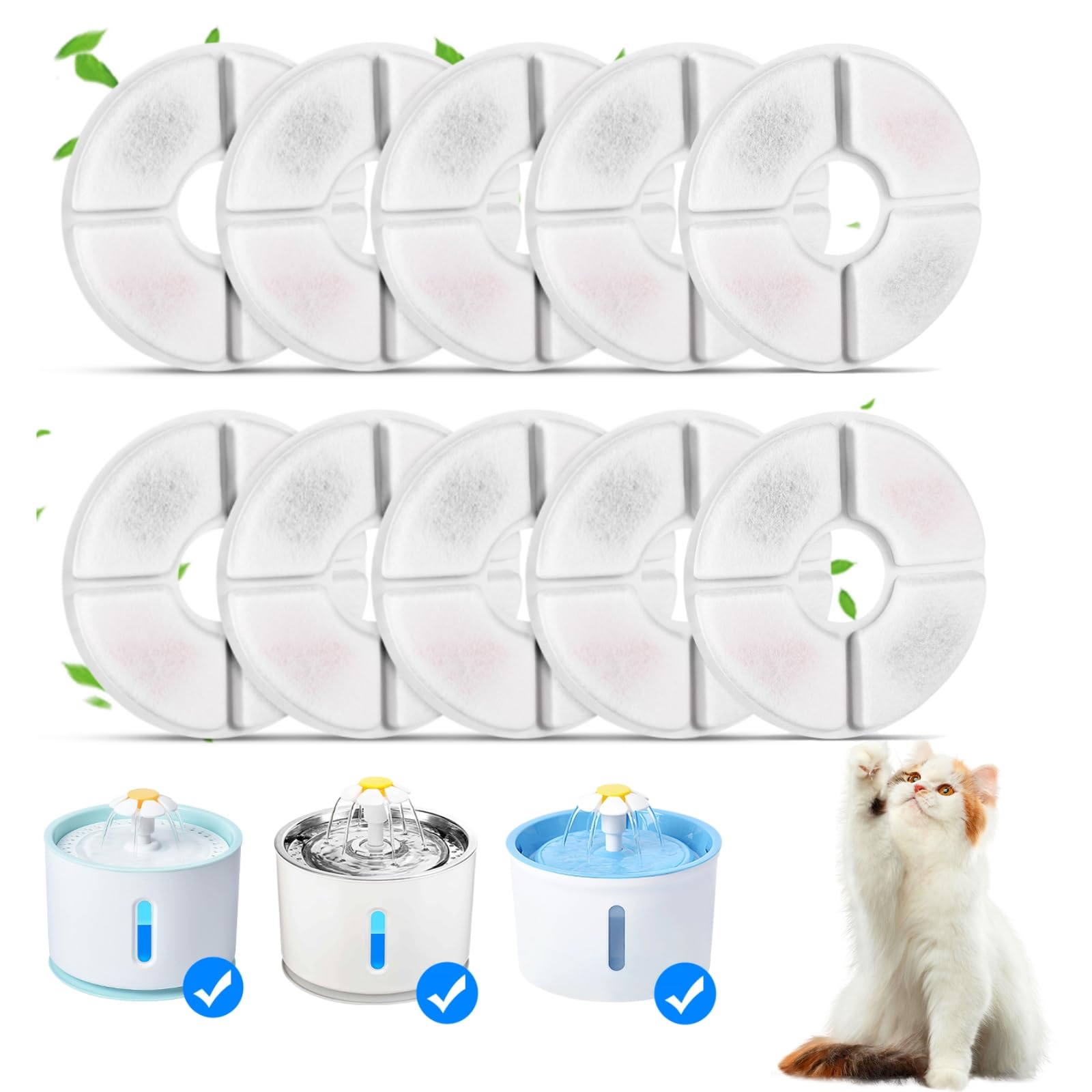 Cat Water Fountain, Ultra Quiet Fountain Cat Bowl with Water Level Window & LED Light