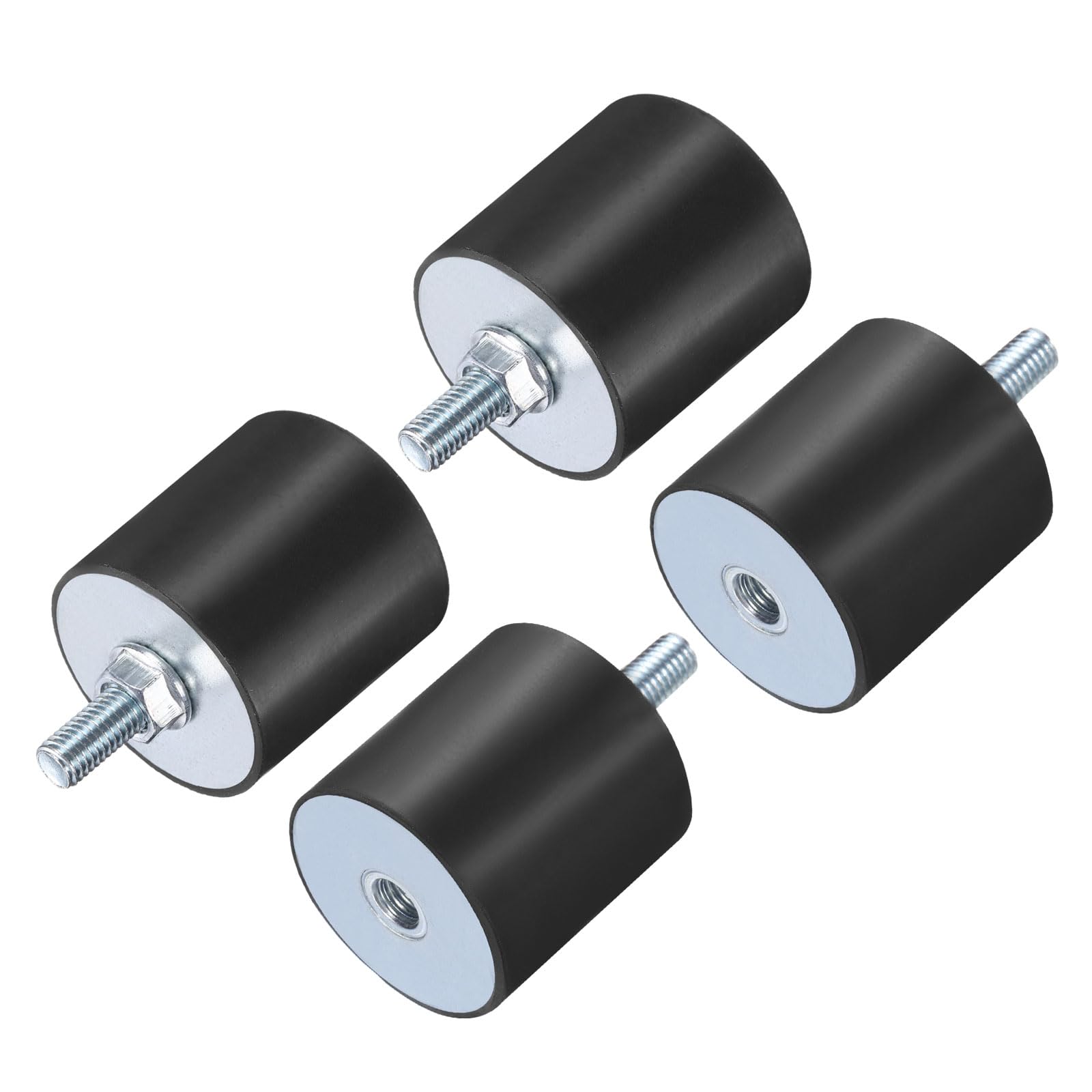 QUARKZMAN 4pcs Silent Bloc avec Goujons M8x23mm, Supports d'Isolation Caoutchouc 40x40mm Amortisseurs Mécaniques Anti-Vibration et 4 Ecrous Rondelles M8 pour Générateurs Machines à Laver