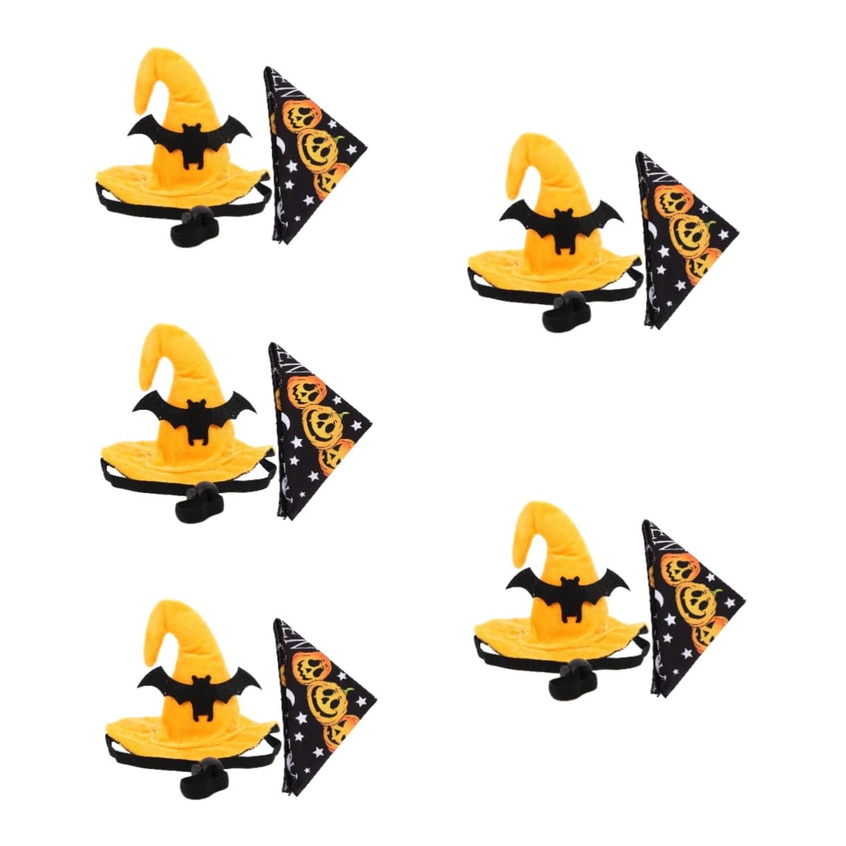 INOOMP 5 Set cappello di halloween dog costume cat hat berretto da strega di Halloween costumi di per cani bandana decorativa di zucca e di per animali domestici