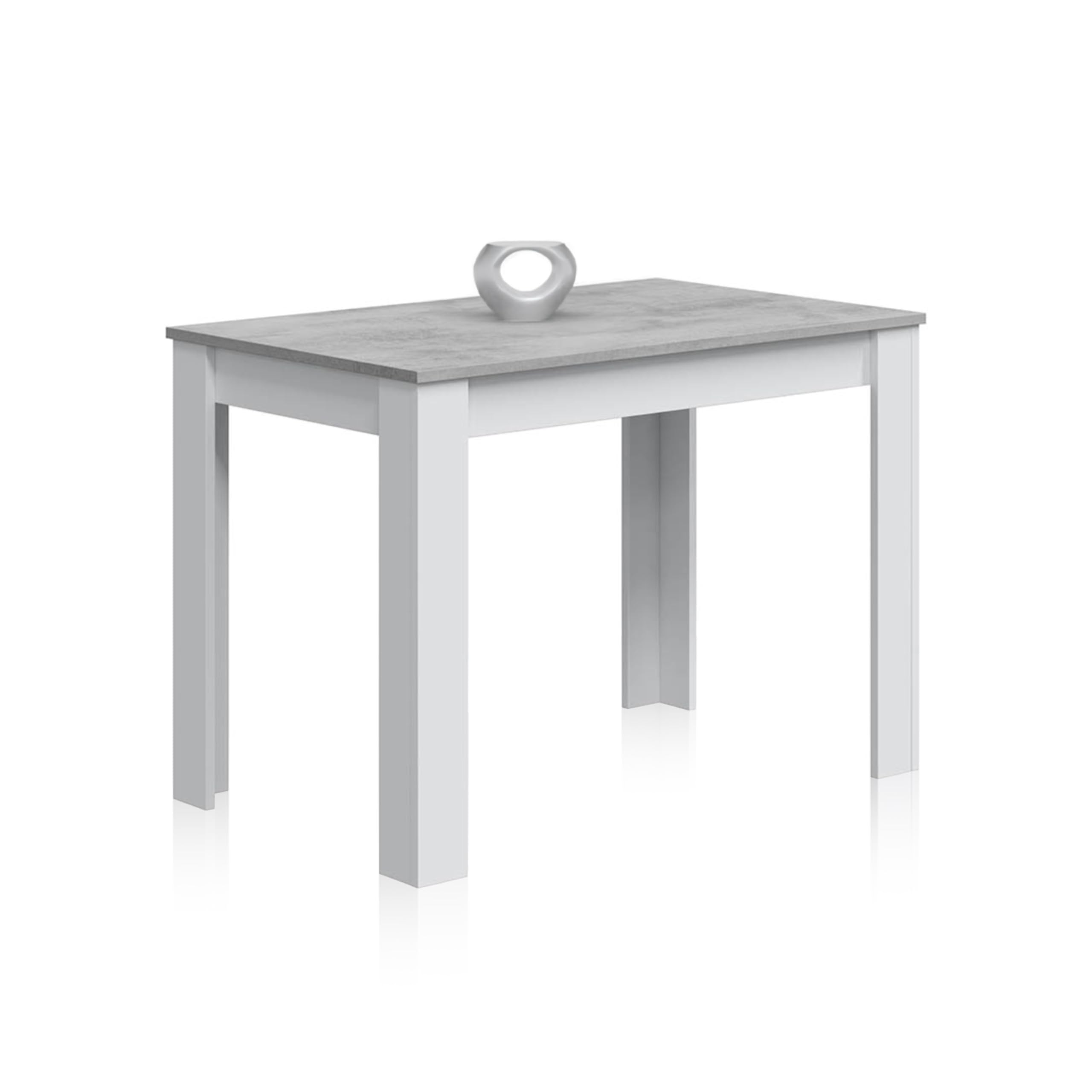 Duehome Cemento Y Blanco Artik | Mesa Auxiliar Fija, Mesa Comedor O Cocina, Acabado En Color Blanco Artik Y Cemento, Modelo Dina, Medidas: 109 Cm (Ancho) X 67 Cm (Fondo) X 78 Cm (Alto)