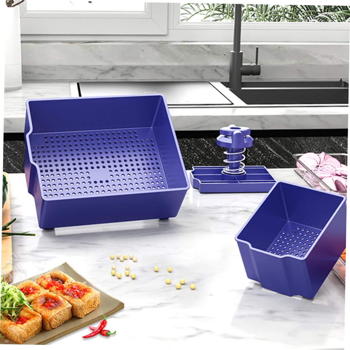 ZONADAH Stampo Per Tofu, 12 X 16 Cm, In Acciaio Inox, Pressa Per Tofu, Pressa Per Tofu, Pressa Per Tofu Multipli Fori Di Scarico, Utensili Da Cucina