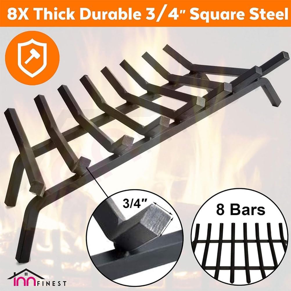 33" Fireplace Grate,Solid Steel Heavy Duty Fireplace Log Holder with 8 Support Legs, for Inside The Fireplace Accessories Outood Fire Pit Kindling Fireplace Tools