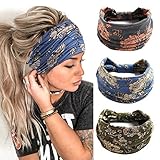 GORTIN Boho Headbands Leopard Hair Bands Knoted Turban Headband Stretch Twist Head Wraps Stripe Cloth Head Bands for Women and Girls 3 Pcs (Casual)