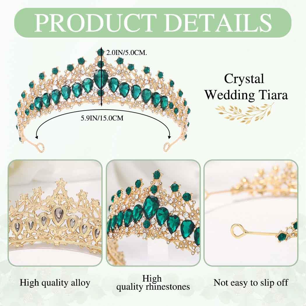 Woeoe Tiara da donna in cristallo con strass, tiara da regina e corona da principessa per costume da festa di compleanno accessori per capelli, METALLO