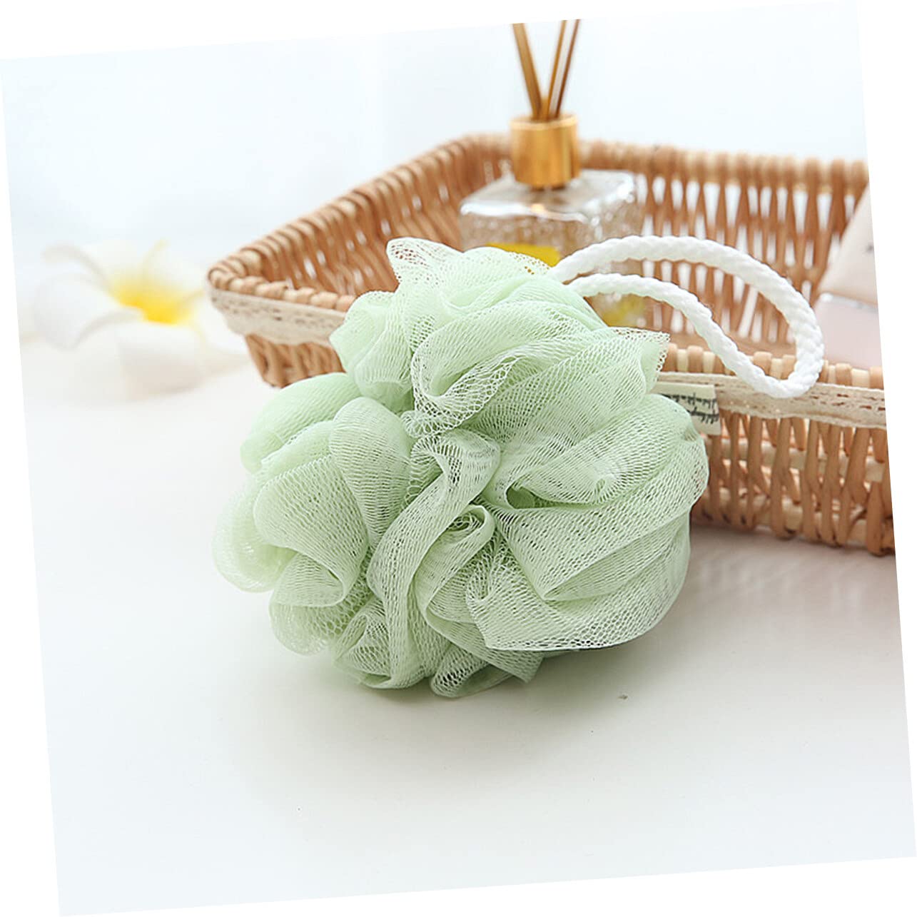 Alipis 8pezzi Palla Da Doccia in Pe Resistente Scrub Esfoliante Per Corpo Accessori Bagno Design Cordino Bianco Grigio Verde