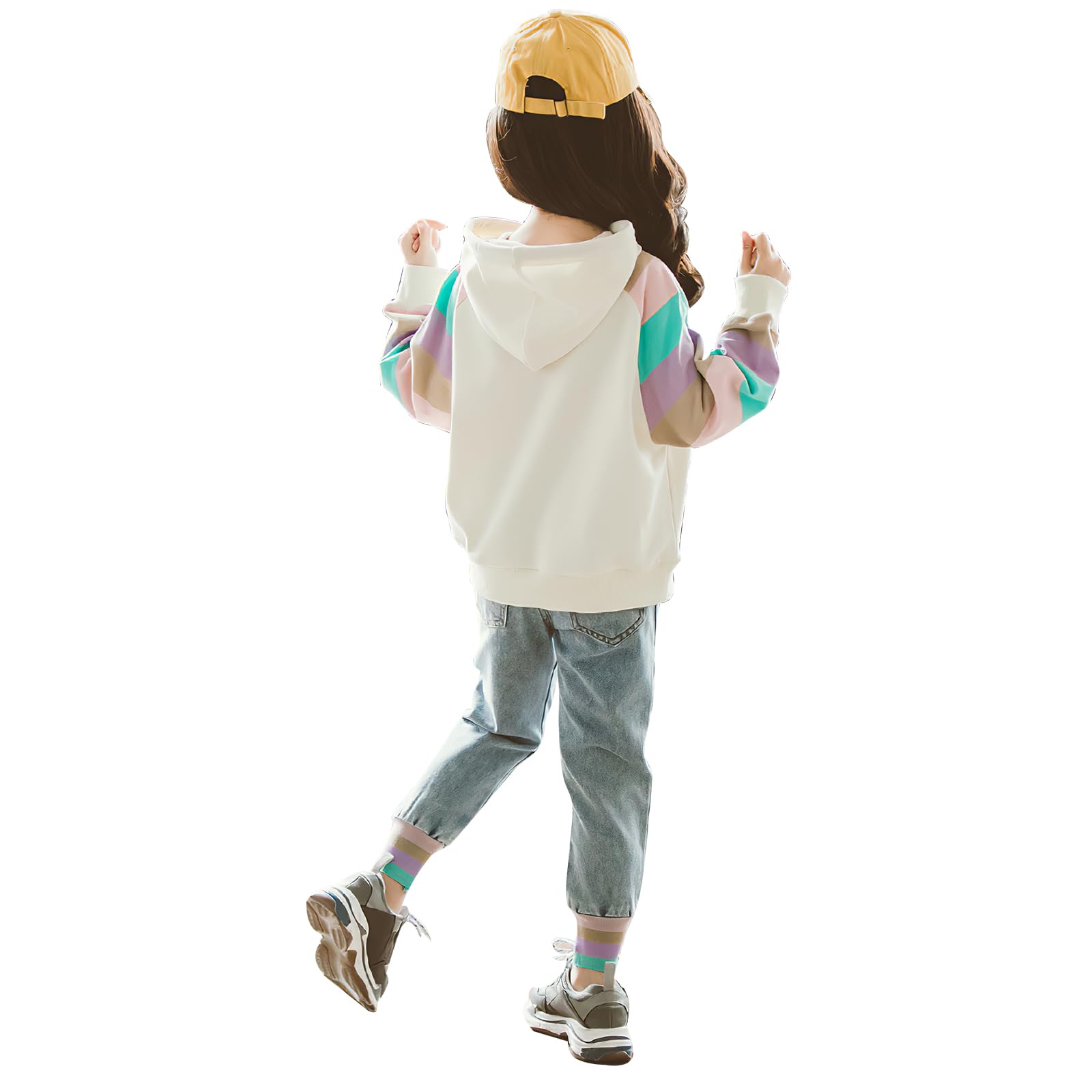 amropi Filles Ensembles Pantalon et Haut Sweats à Capuche Survêtement Jeans Jogging Vêtement pour 3-15 Ans