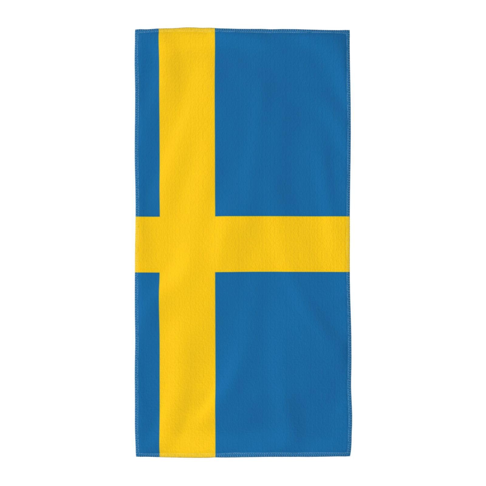 Swedish Flag Fashion Printed Long Bath Towel For Pool Side Seaside Holiday
