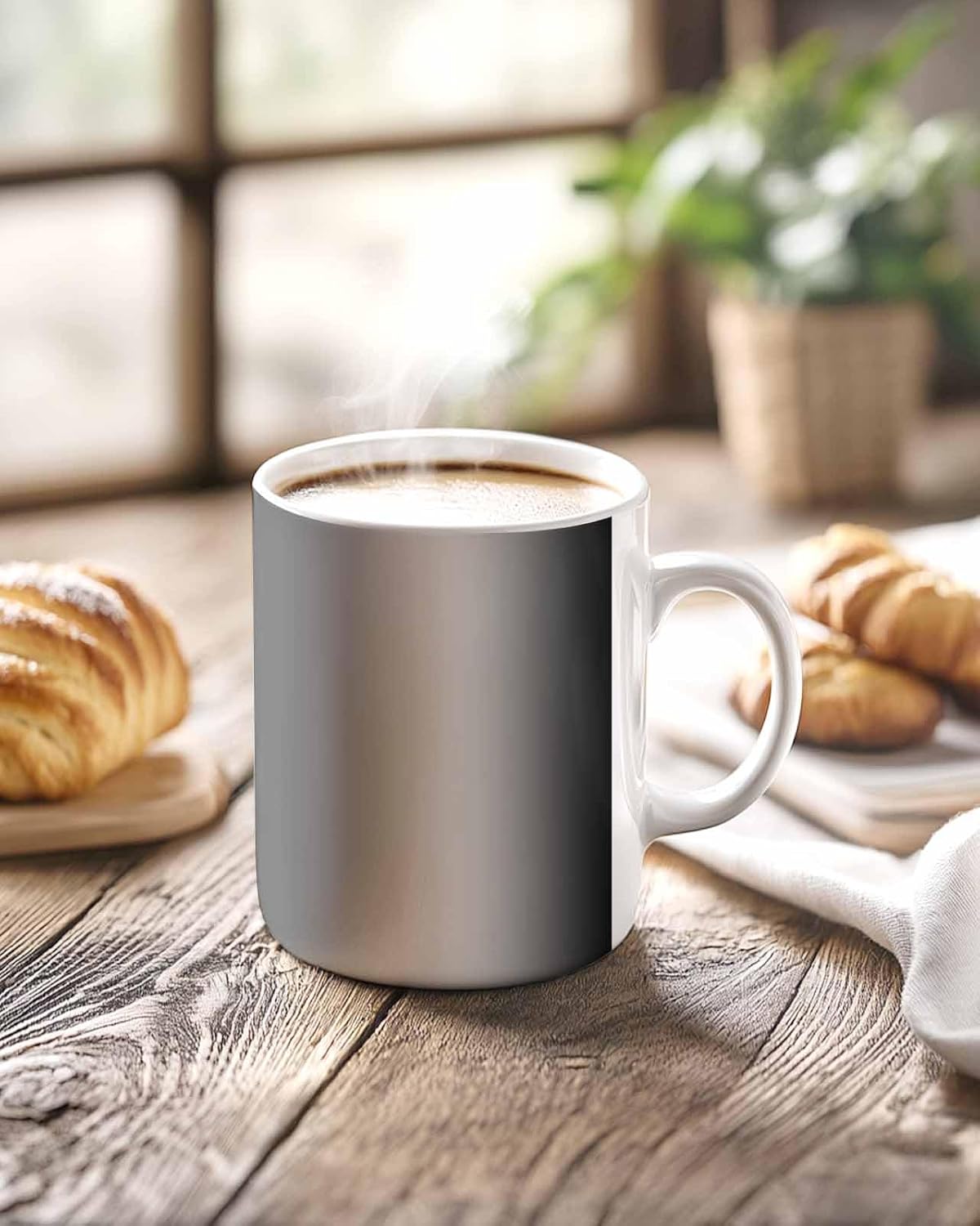 BEMIGO Ceramic Coffee Mug Ombre Black Gray Ceramic Mug White Cup, Modern Art Insulated Coffee Cup with Handle with Pattern Perfect for Tea and Hot Beverages, 12oz