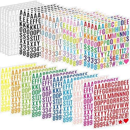 30 Sheets Letter Stickers 2940 Pcs 1 Inch Alphabet and Number Stickers Vinyl Self Adhesive Waterproof Letters Stickers for Water Bottles Scrapbooking Notebook Sign DIY Crafts Art Decor (Multicolored)