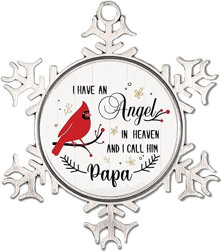 Cardinal' I Have an Angel in Heaven I Call Him Papa Adornos colgantes para árbol de Navidad, adorno redondo para árbol de Navidad, adorno de Navidad