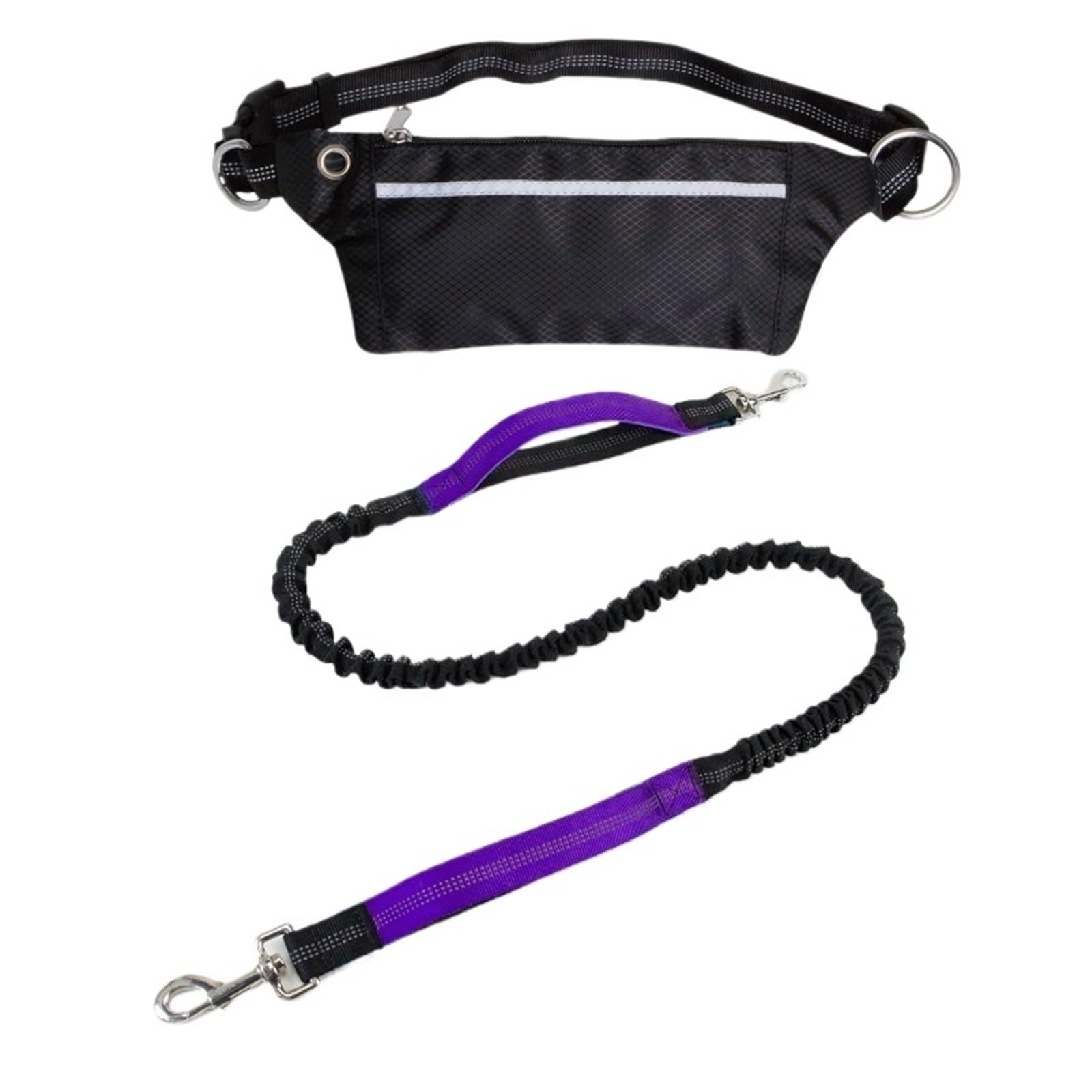 Hands Free Dog Running with Zipper Pouch Elastic Bungees Retractable Rope for Medium and Large Dog pour la Marche, la randonnée, l'entraînement, Le j(Purple)