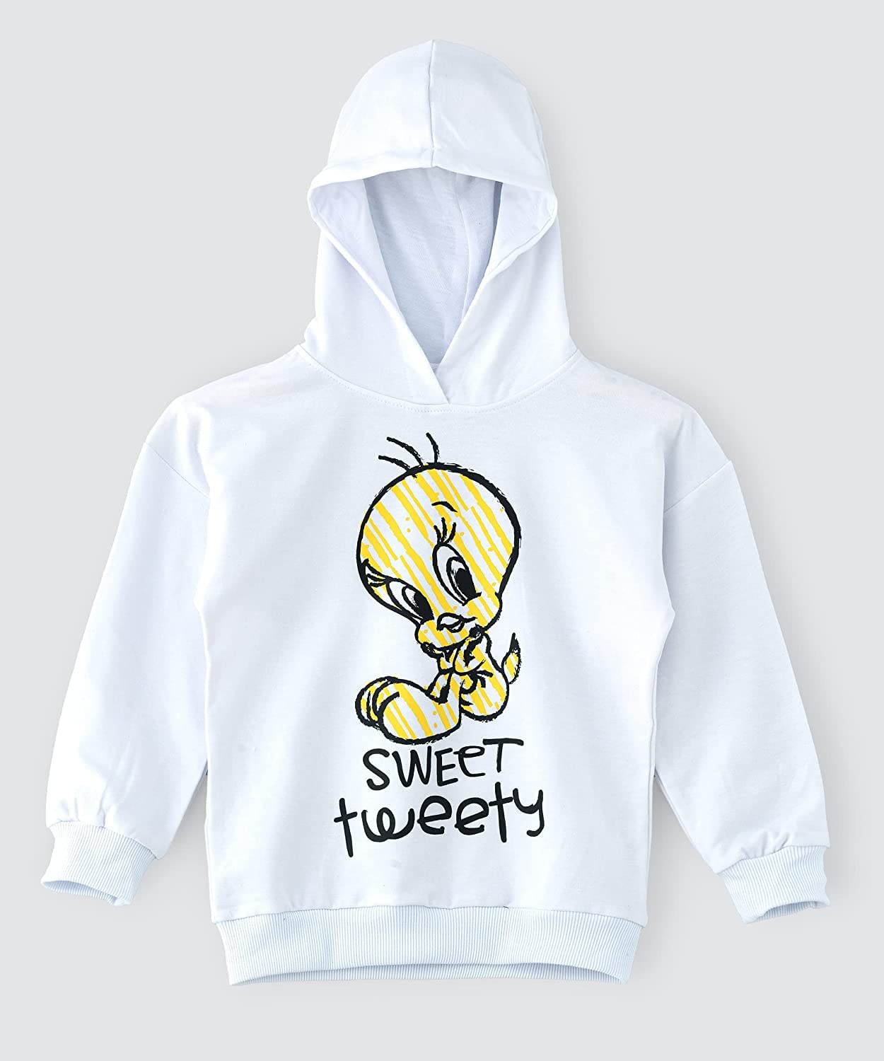 Warner Brothers Looney Tunes Tweety Hooded Sweatshirt for Senior Girls - White, 11-12 Year