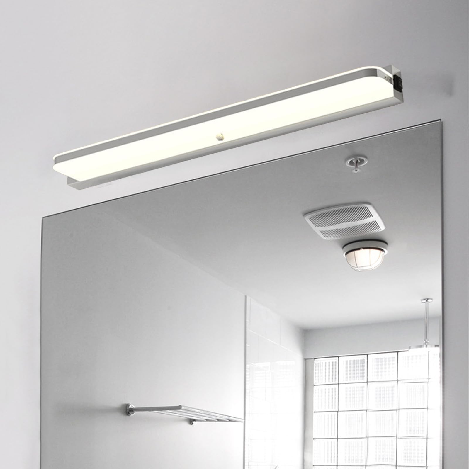 LED Spiegelleuchte Bad Wandleuchten mit Bewegungsmelder Modern Wandbeleuchtung Wasserdicht Wandlampe Bildbeleuchtung für Badzimmer Badschrank Wohnzimmer Schminktisch (Silbernes Neutrales Licht,62cm)