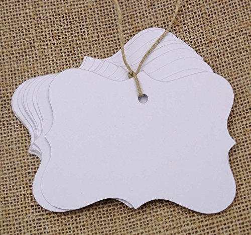 Papier Kraft Blanc 1000 Pièces de Hang Tag Élégant avec Cordon Jute