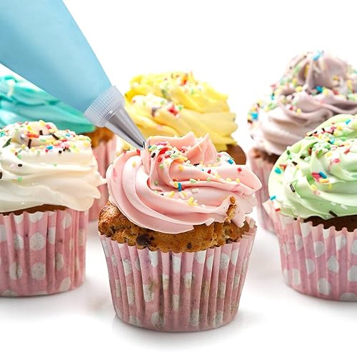 Miniatura 7 de Juego de 200 bolsas de pastelería y puntas, bolsas de pastelería de 12 pulgadas, suministros de kit de decoración de pasteles, bolsas de glaseado