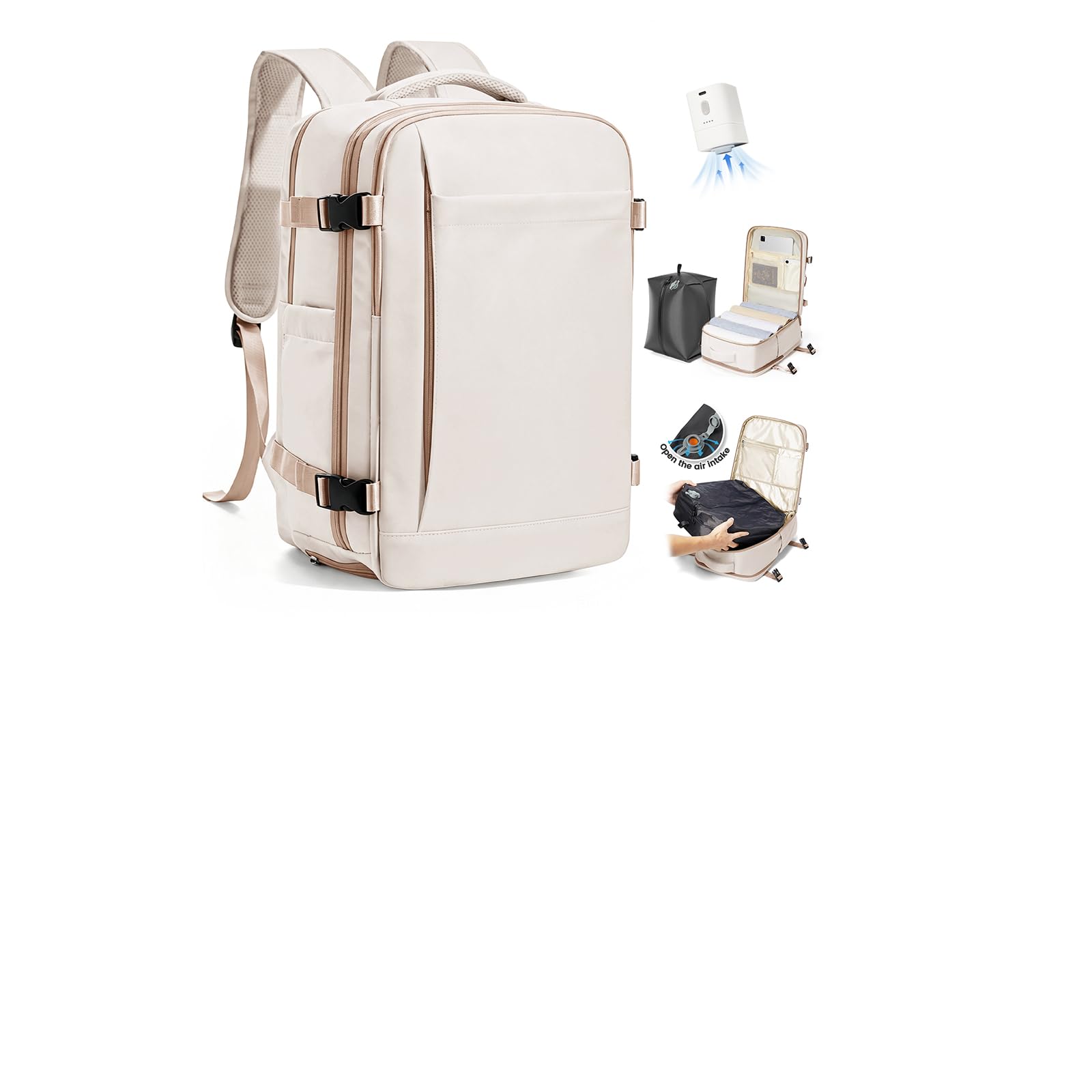 SZLX Zaino Ryanair 40x30x20 Sottovuoto con pompa Zaino da Viaggio 40x30x20 Sottovuoto Bagaglio a Mano Wizzair Vueling Donna Uomo Borse da Cabina per Laptop 14 Pollici Impermeabile con scomparto scarpe