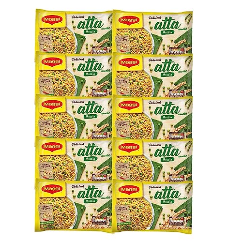 Maggi Vegetable Atta Noodles |75G | Noodles with 20 Spices & Herbs | Quick Cook Ready in 2 Minutes | Instant Mix Noodles | (Pack of 10) Maggi Vegetable Atta Noodles |75G | Noodles with 20 Spices & Herbs | Quick Cook Ready in 2 Minutes | Instant Mix Noodles | (Pack of 10)