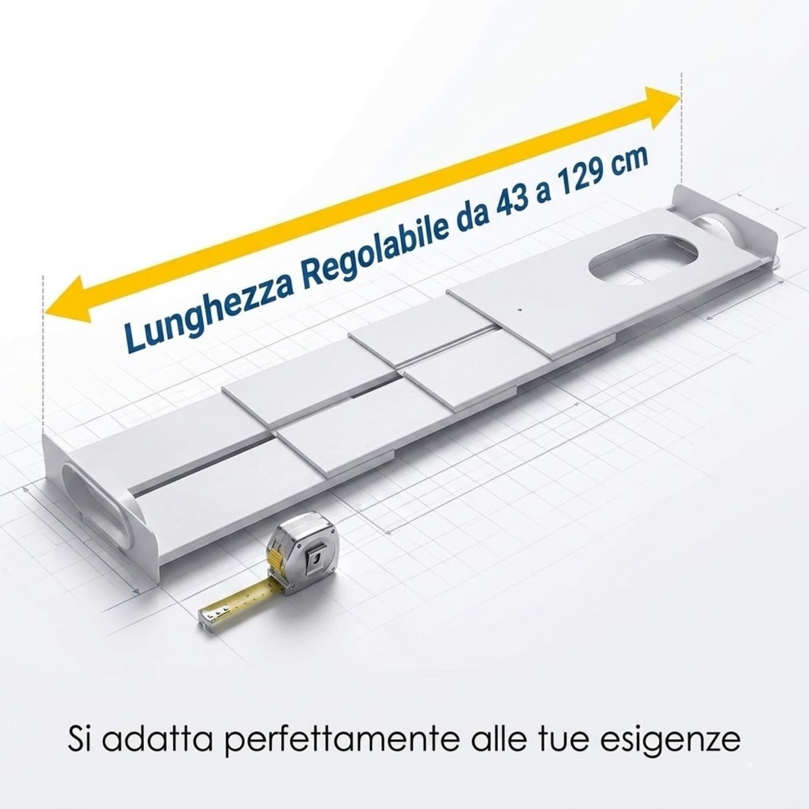 Kit Finestra Condizionatore Portatile Universale, 4 Pannelli (10x43 cm) Regolabile Fino a 140 cm, Adattatore per Finestre e Porte Scorrevoli, Guarnizione Sigillante Senza Fori per Isolamento Termico