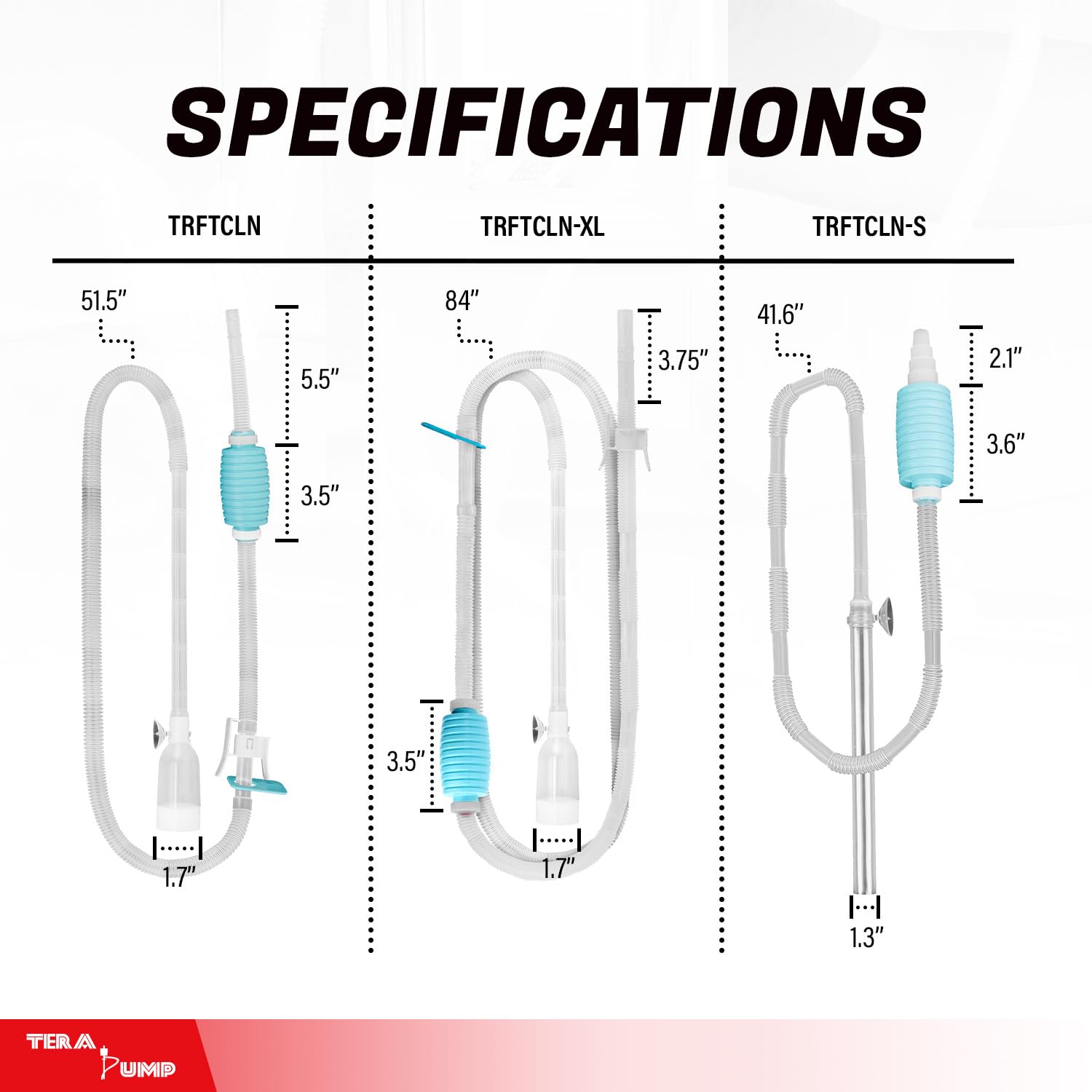 TERA PUMP Pompe à siphon d'aquarium 3 en 1 pour aspirateur de gravier Nano, standard et grand, changeur d'eau manuel avec filtre à gravier et long tuyau