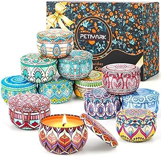 Scented Candles Gifts Set for Women, 12 Pack 2.5 OZ Scented Candles Sets, Natural Soy Wax Aromatherapy Tin Jar Scented Candles Gift Set for Yoga Bath Stress Relief, Christmas Gifts for Women