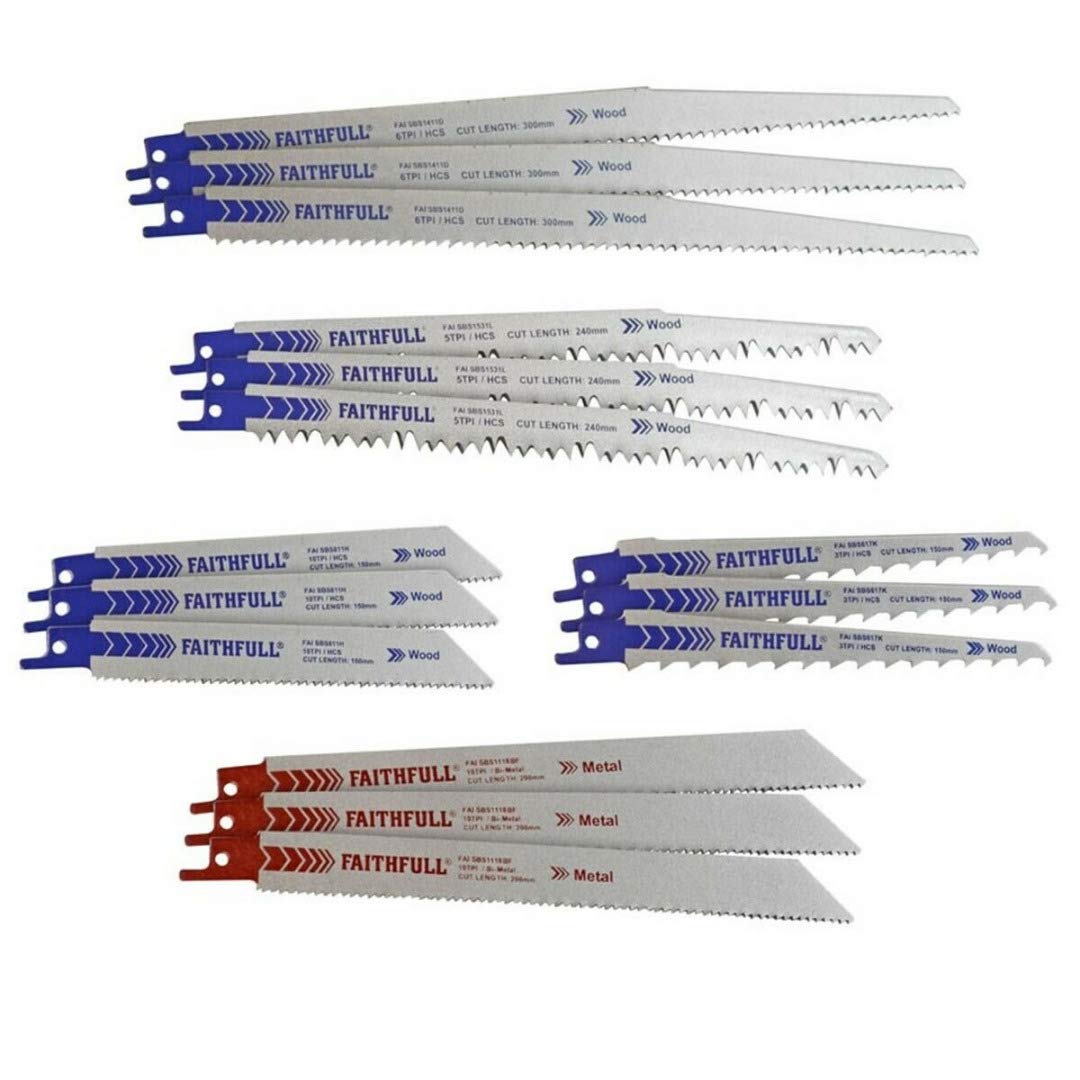 Faithfull Faisbsset15m Sabre Saw Blade Set 15 Piece