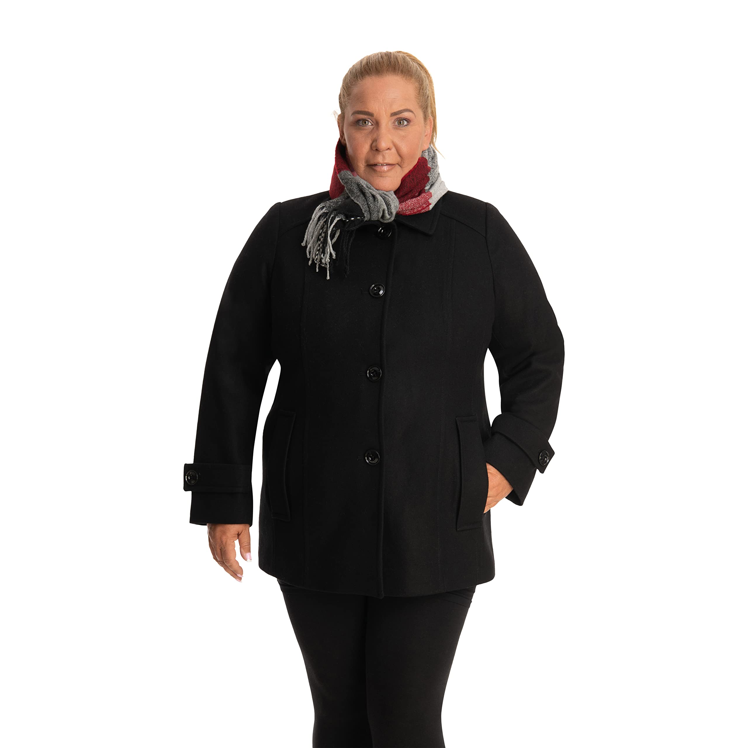 Amazon.com: London Fog Women's Single-Breasted Wool Blend Coat