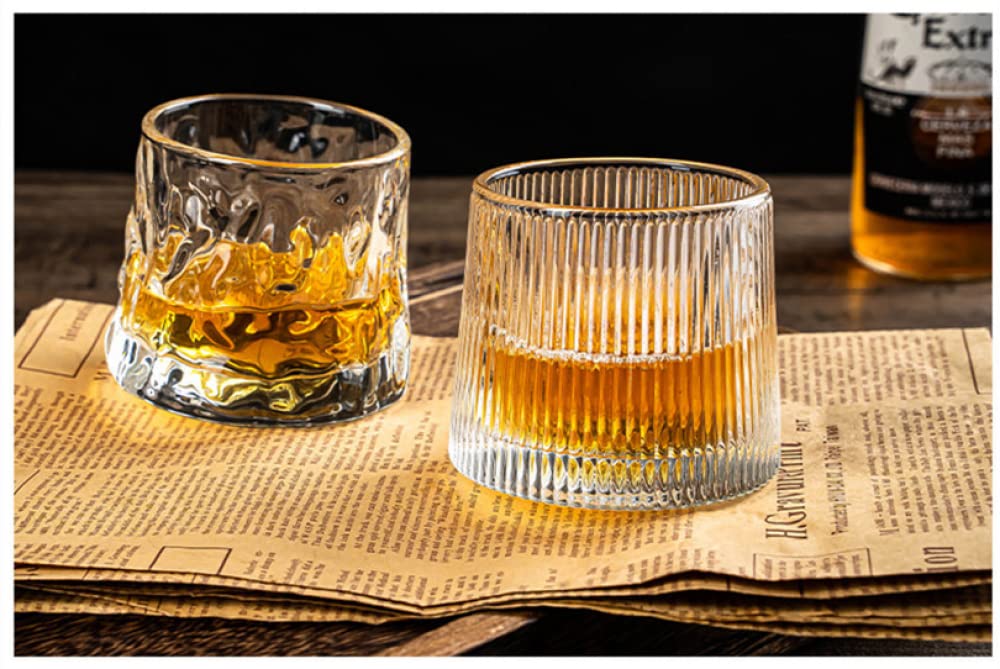 Verres à whisky en cristal 5 OZ lot de 3, verres à l'ancienne rotatifs, verre de bar Tumbler Rocks pour boire du bourbon, du scotch, des cocktails, du cognac