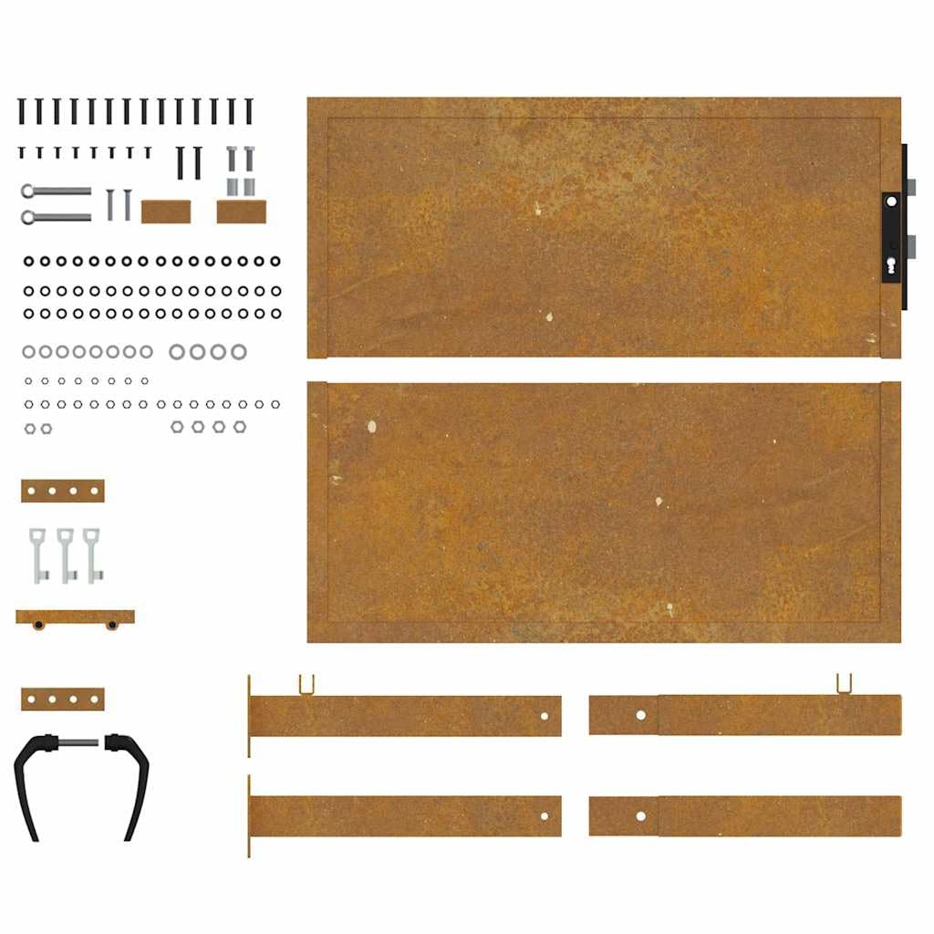 Portal Jardín Acero Corten 100 x 100 cm con Postes y Pestillo