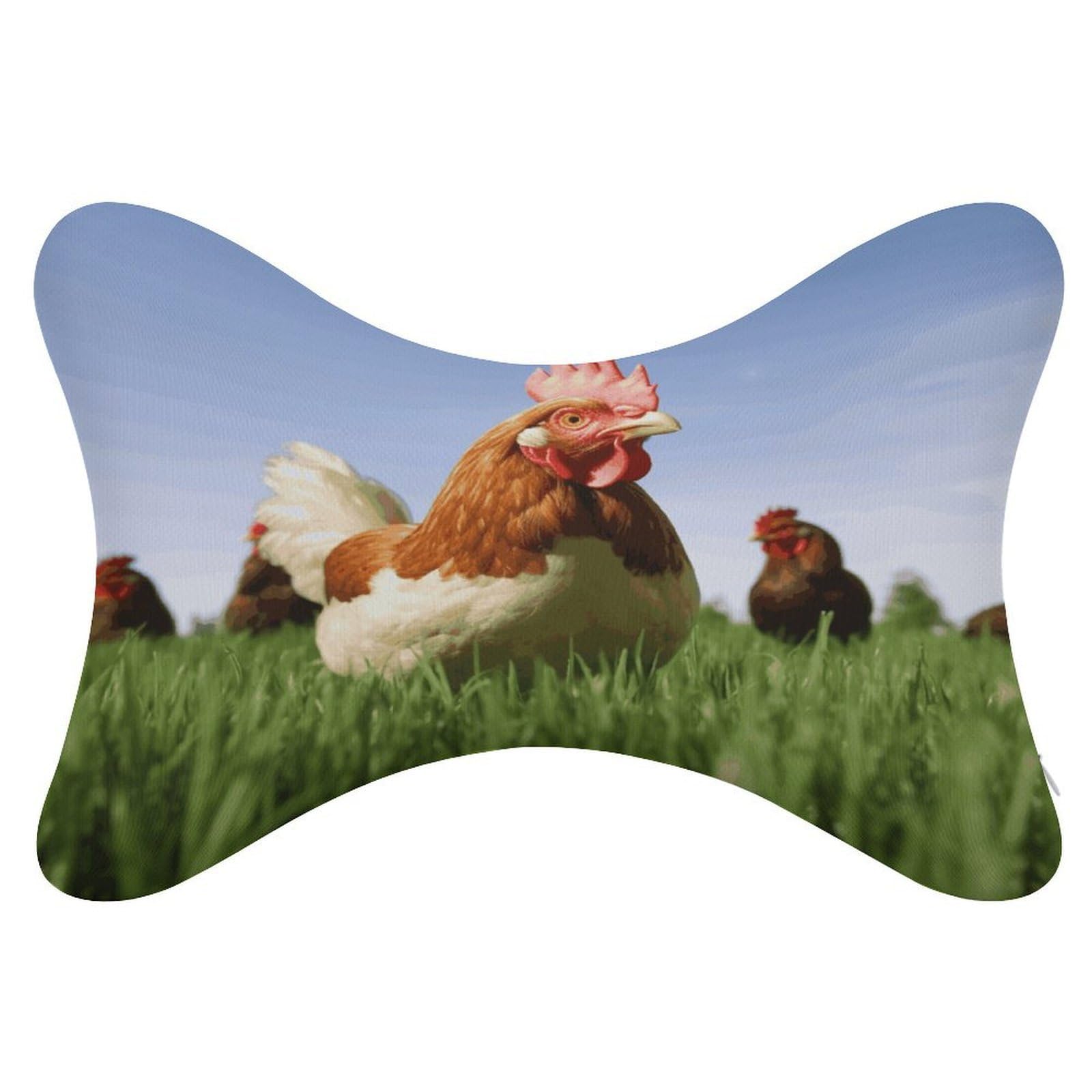 VstaDank Funny Chicken Grass Car Neck Pillows 2 Pack Removable Ergonomic Cervical Support Pillow Fashion Cozy Bone Shaped Pillows Soft Car Headrest Pillow for Office Airplane Most Car