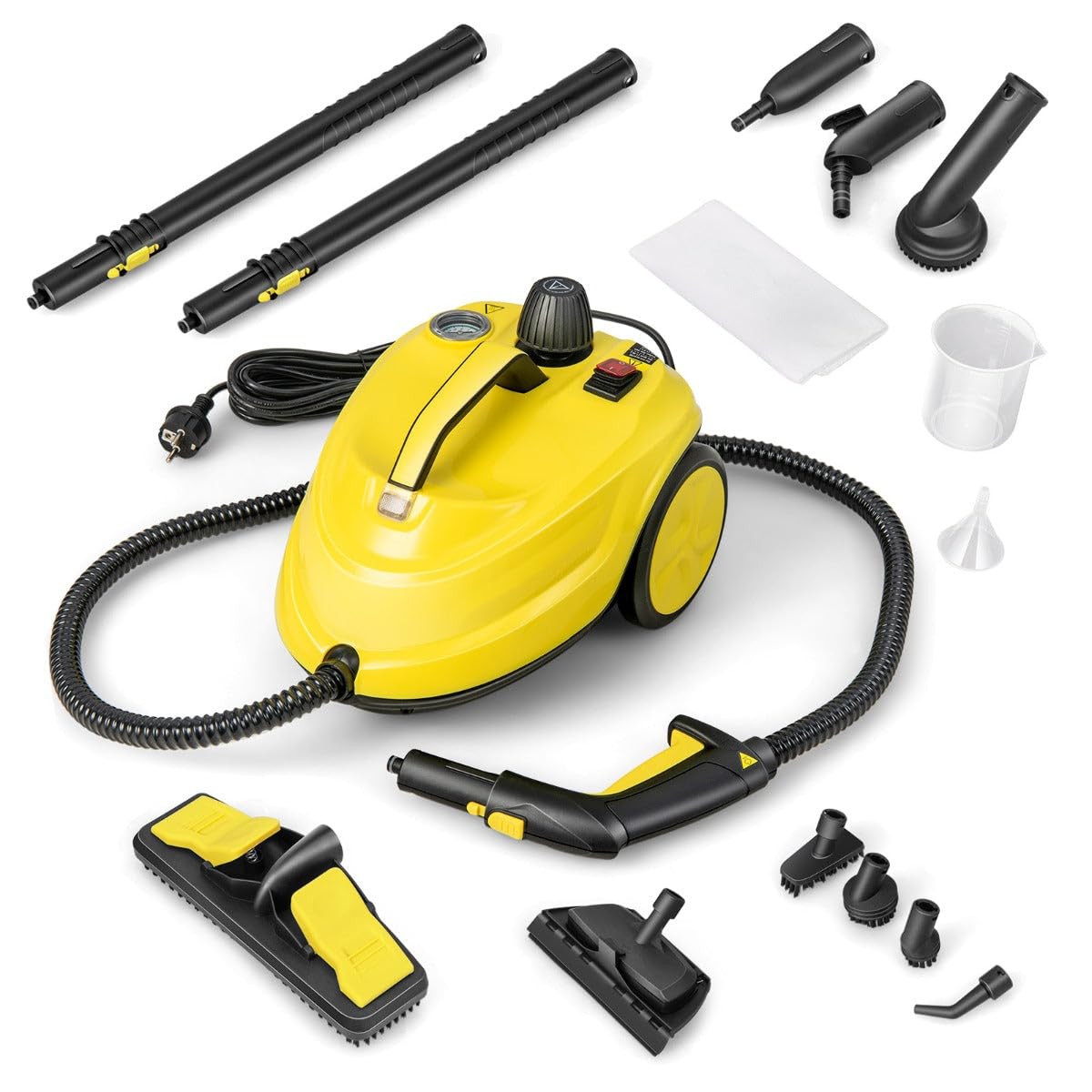 Lavadora de vapor multiusos con 13 accesorios 37 x 26 x 25 cm de alta presión 5 bar limpieza rápida PP amarillo 20_0012915