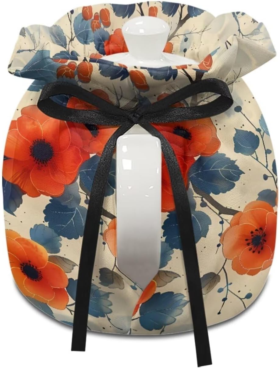 Blue Leaf Tea Cozy for Teapot Shirley Flower Insulated Tea Pot Cover for Keeping Warm Resuable Kettle Kitchen Dust Cover for Party