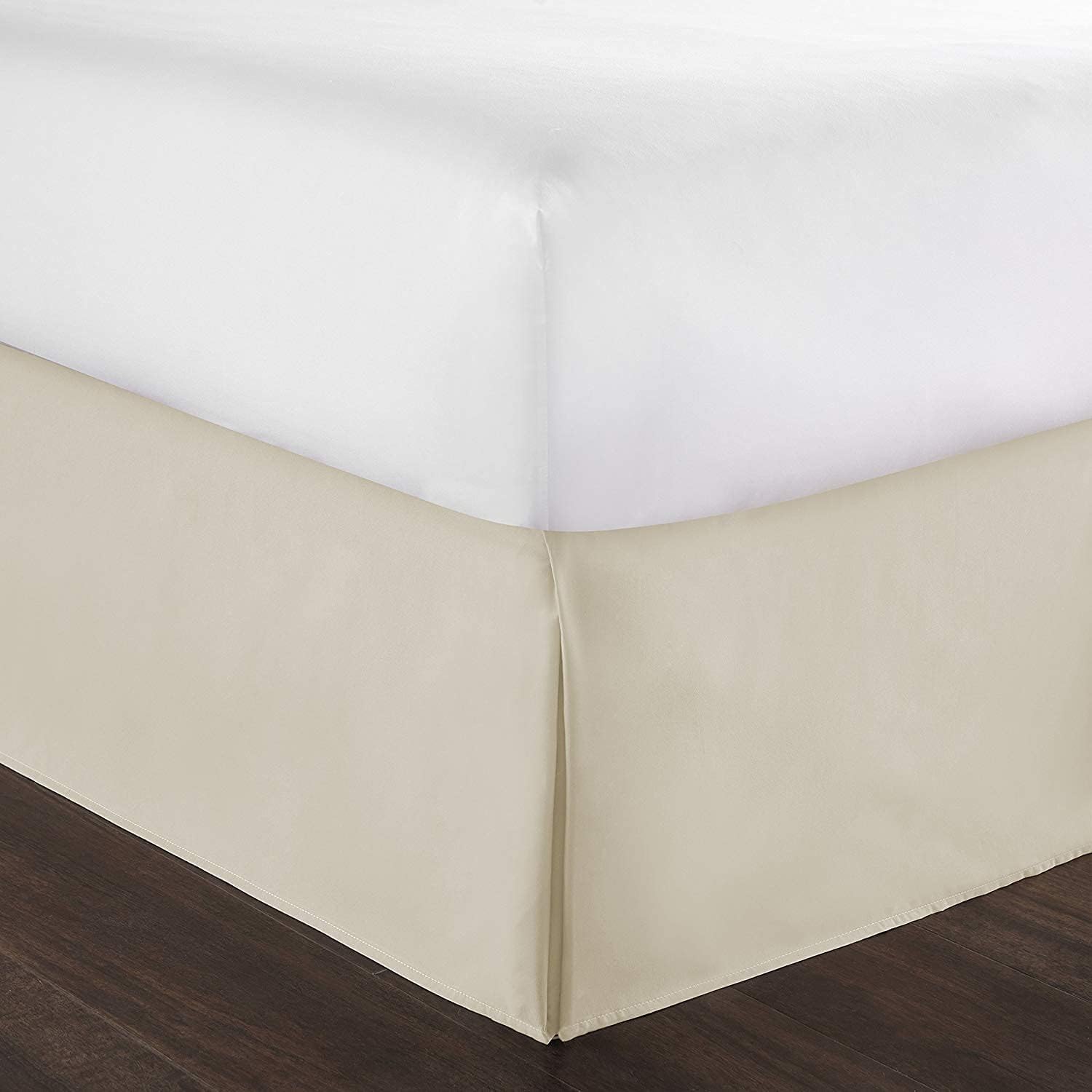 Box Pleated Base Valance Sheet, 200 Thread Count 16"/40cm Extra Deep Base Valance Bed Sheet, 100% Cotton Non Iron Easy Care Luxury Platform Bed Skirt Valance Sheet (Cream, Double)