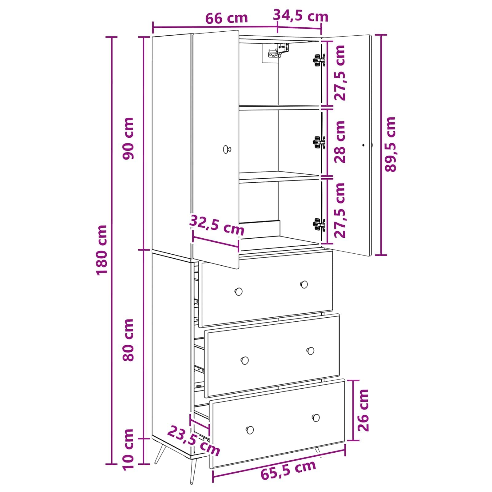 Set di 2 armadi in legno nero, 66 x 34,5 x 90 cm, con cassetto, porta e mensola, per soggiorno, camera da letto, ufficio, corridoio, corridoio, cucina, versatile per riporre e organizzare