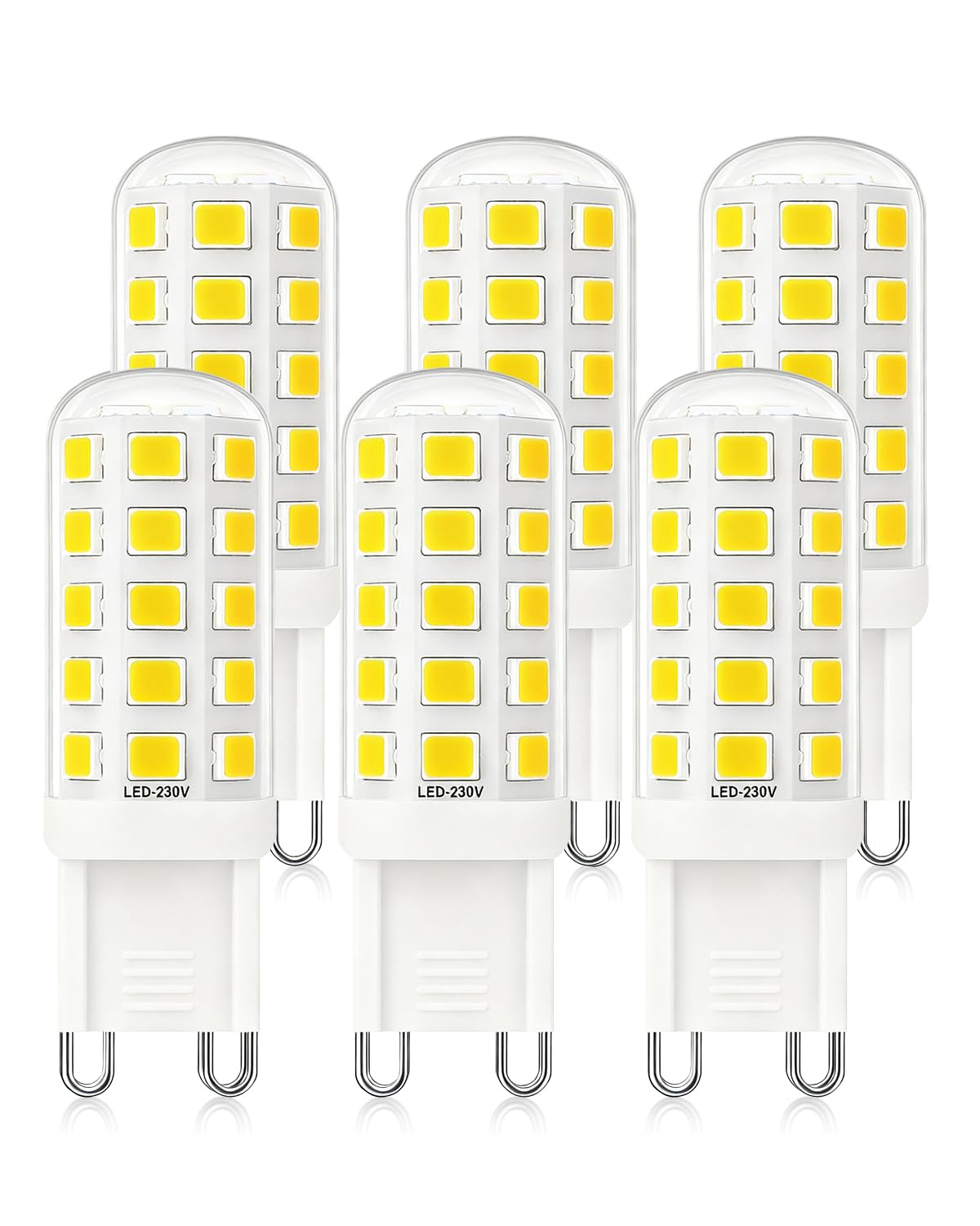 Mizlay G9 LED Bulbs 3W/580lm Rated B Energy-Efficient LED G9 Light Bulbs 28W 33W 40W 60W Halogen Replacement Energy Saving 2 Pin GU9 Capsule Bulbs 220-240V (Cool White 6000K, Pack of 6)