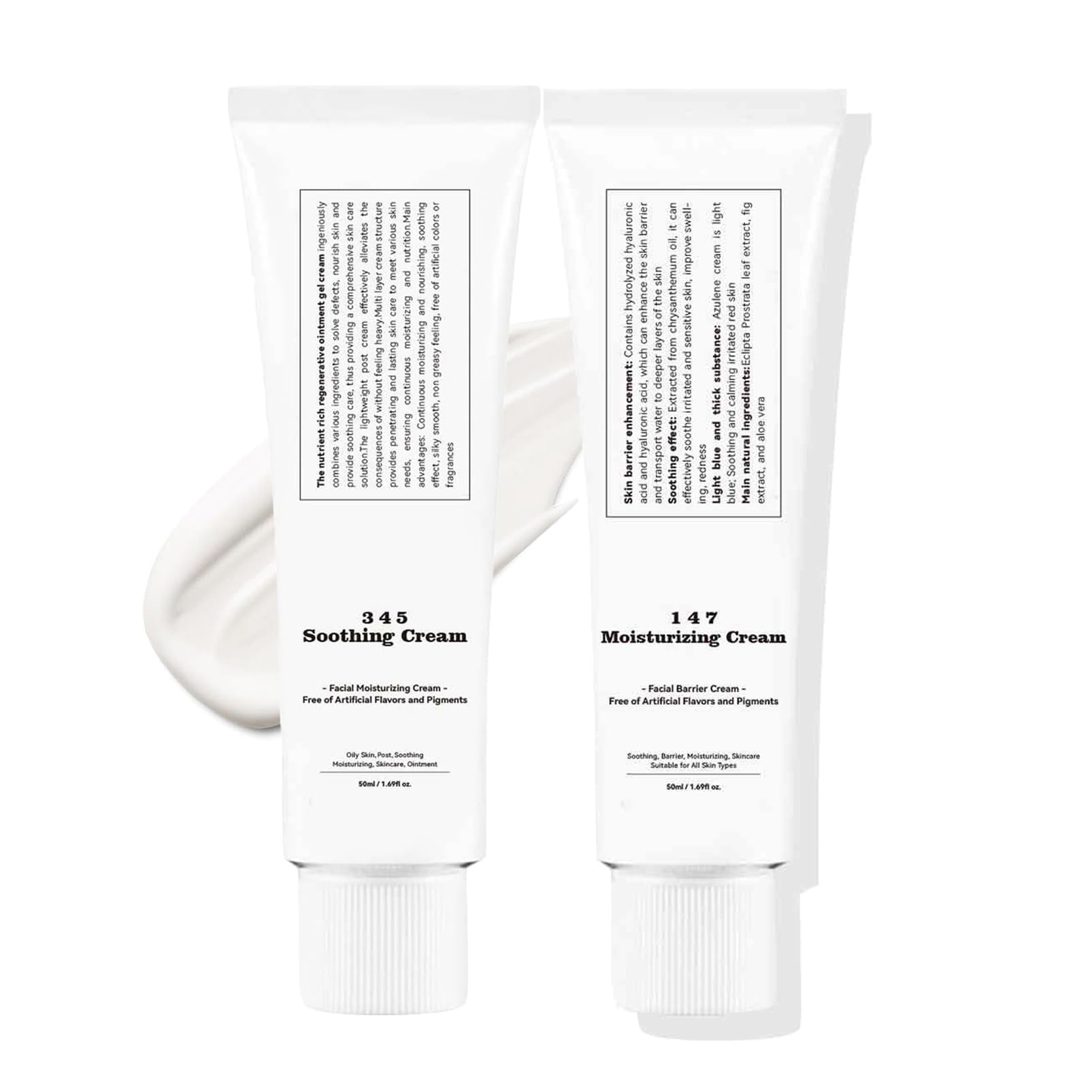 345 Relief Cream and 147 Skin Barrier Repair Cream,Soothing Moisturizer Cream for Face,Moisturising, Skin Barrier Cream, Skincare Moisturiser for All Type Skin (White-03, One Size)
