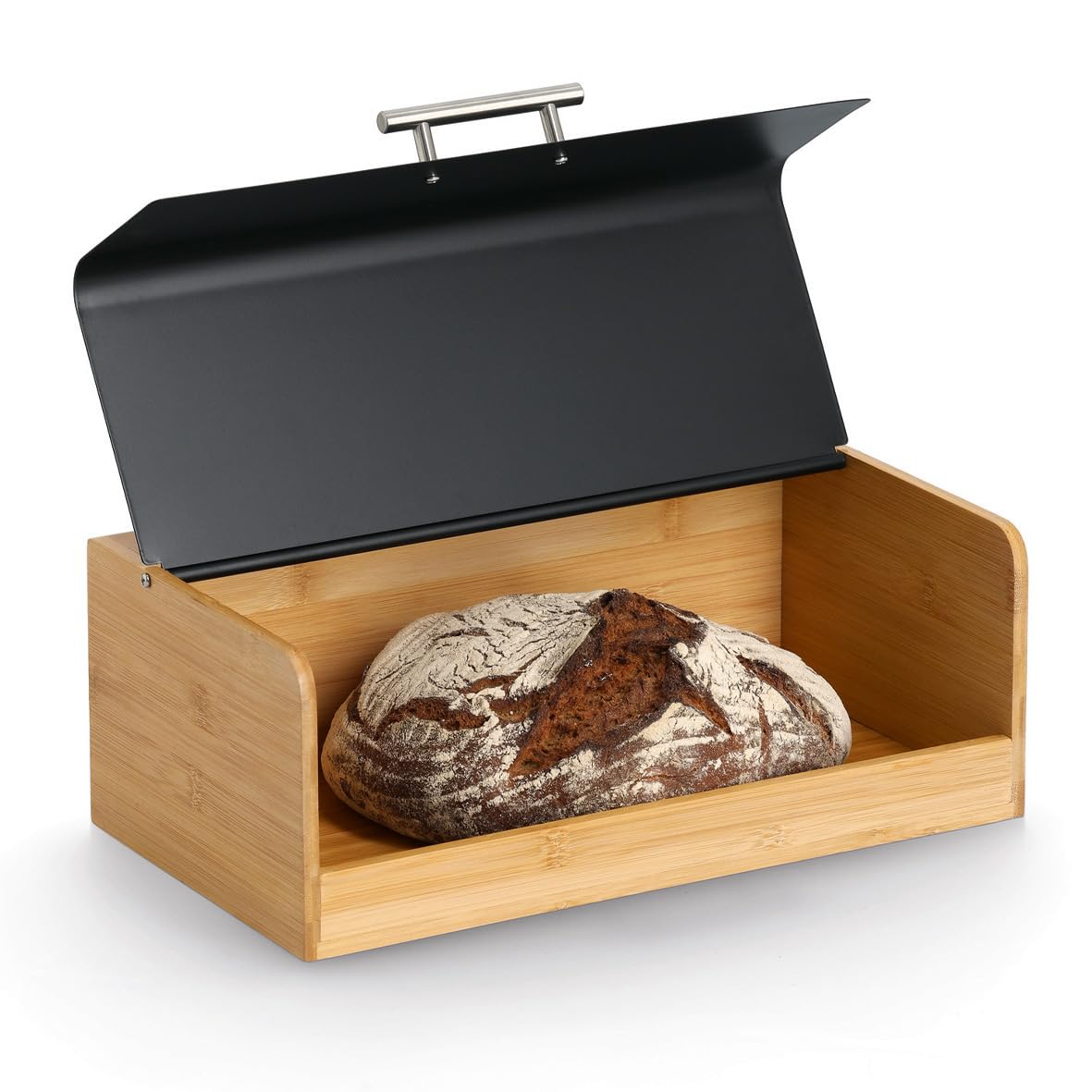 Zeller - Panera (bambú/metal/acero inoxidable), color negro