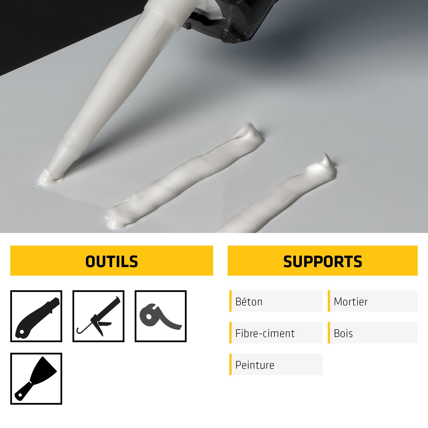 SIKA - Colle acrylique d’agencement - SikaBond-240 Fixe Facile blanc cassé - Intérieur, extérieur abrité - Multi-support - Maintien immédiat - 290 ml (Lot de 6)
